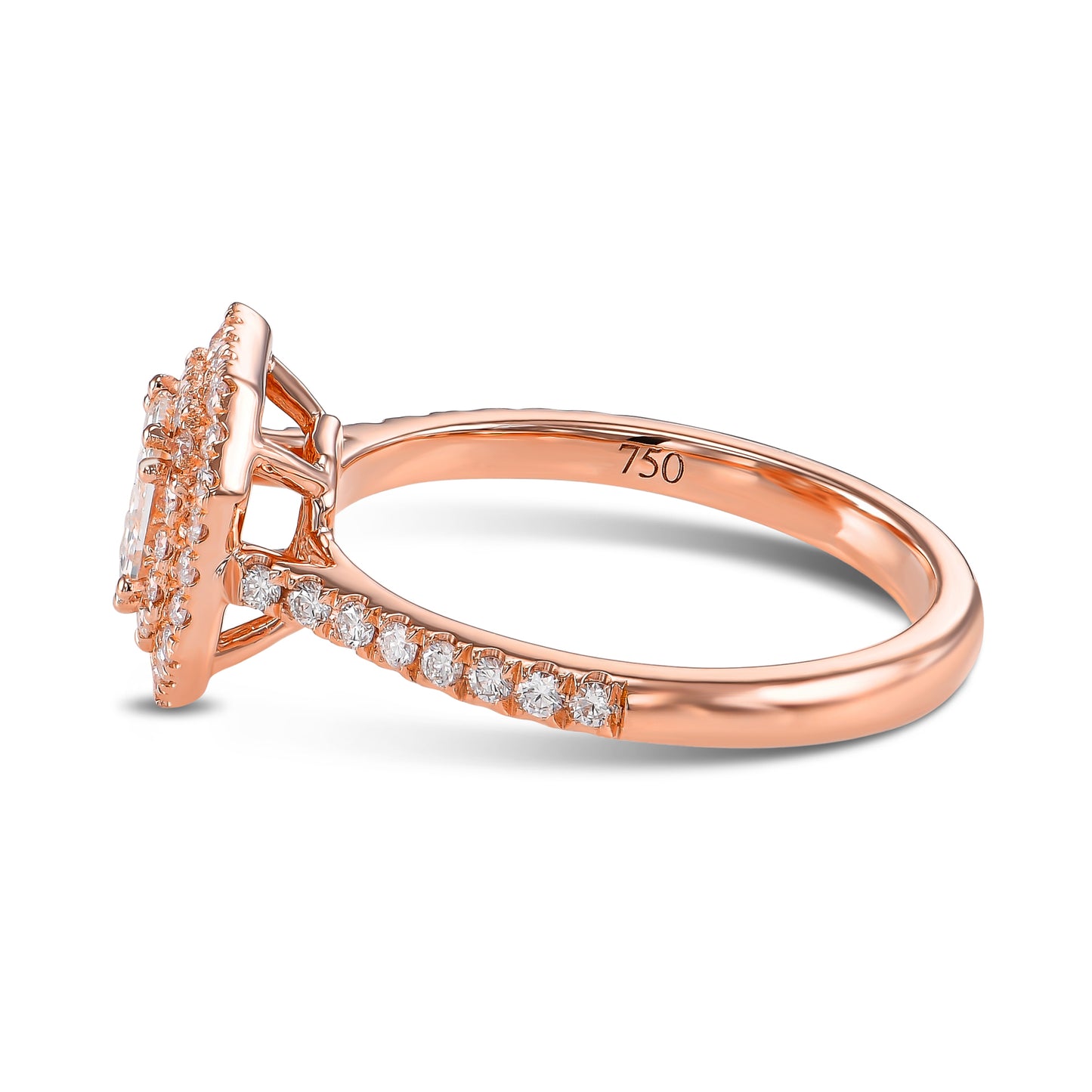 18k Rose Gold Engagement Ring With 0.94 tcw Asscher Cut Natural Diamond