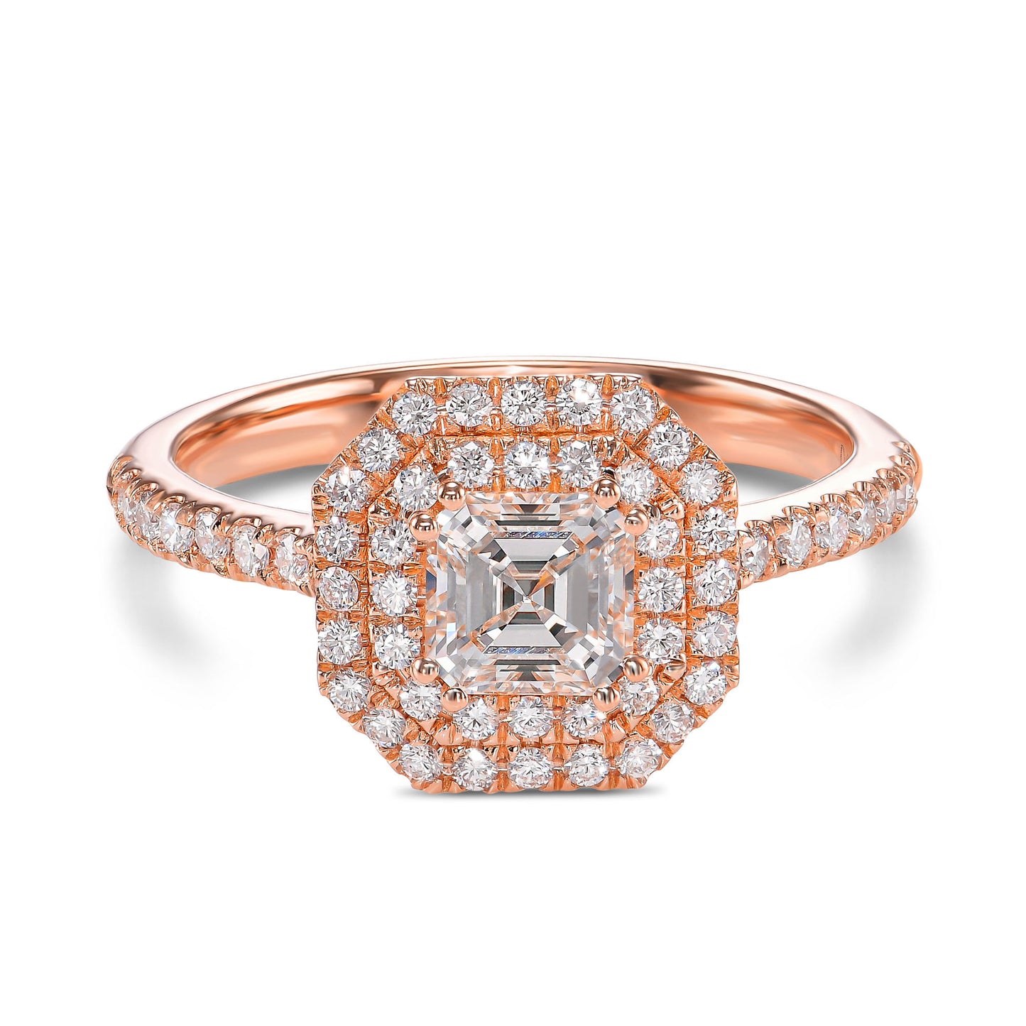 18k Rose Gold Engagement Ring With 0.94 tcw Asscher Cut Natural Diamond