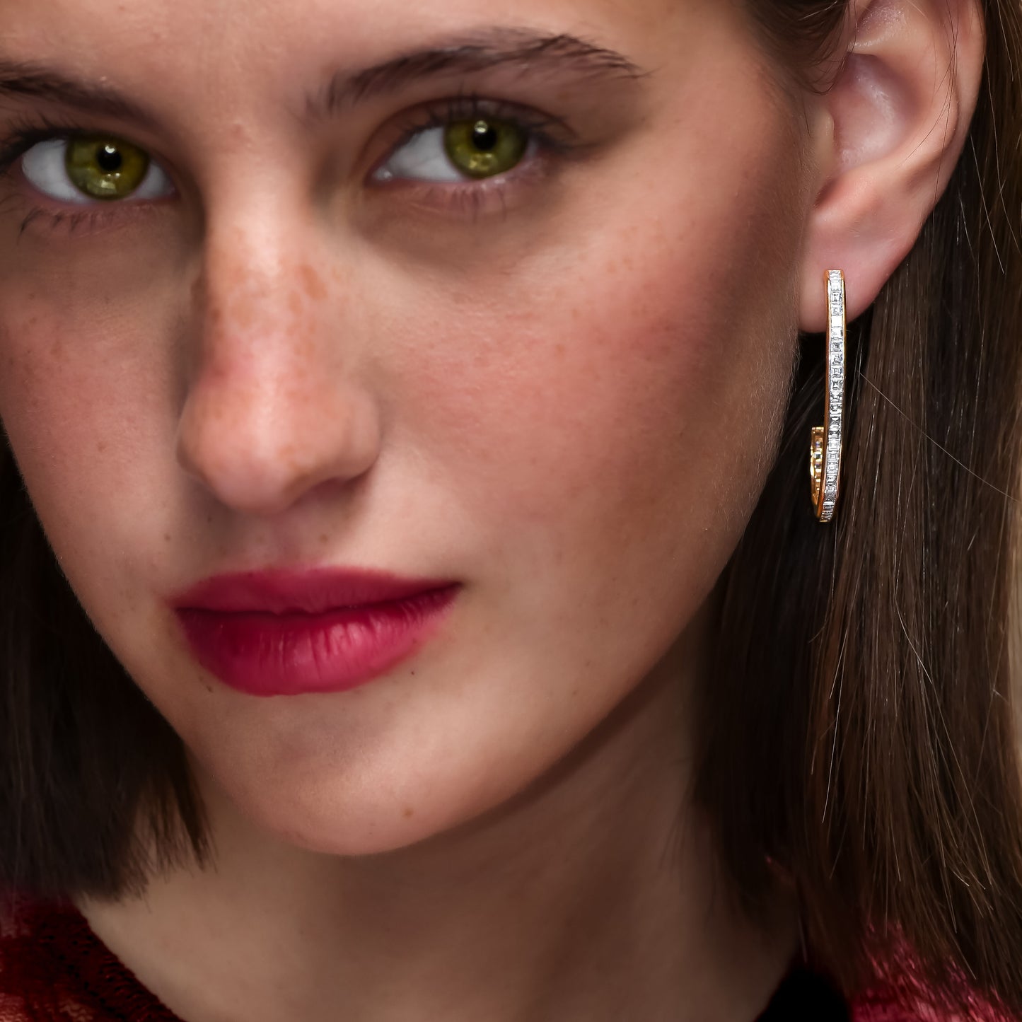 18K Rose Gold Hoop Earrings With 2.80 TCW Natural Diamond
