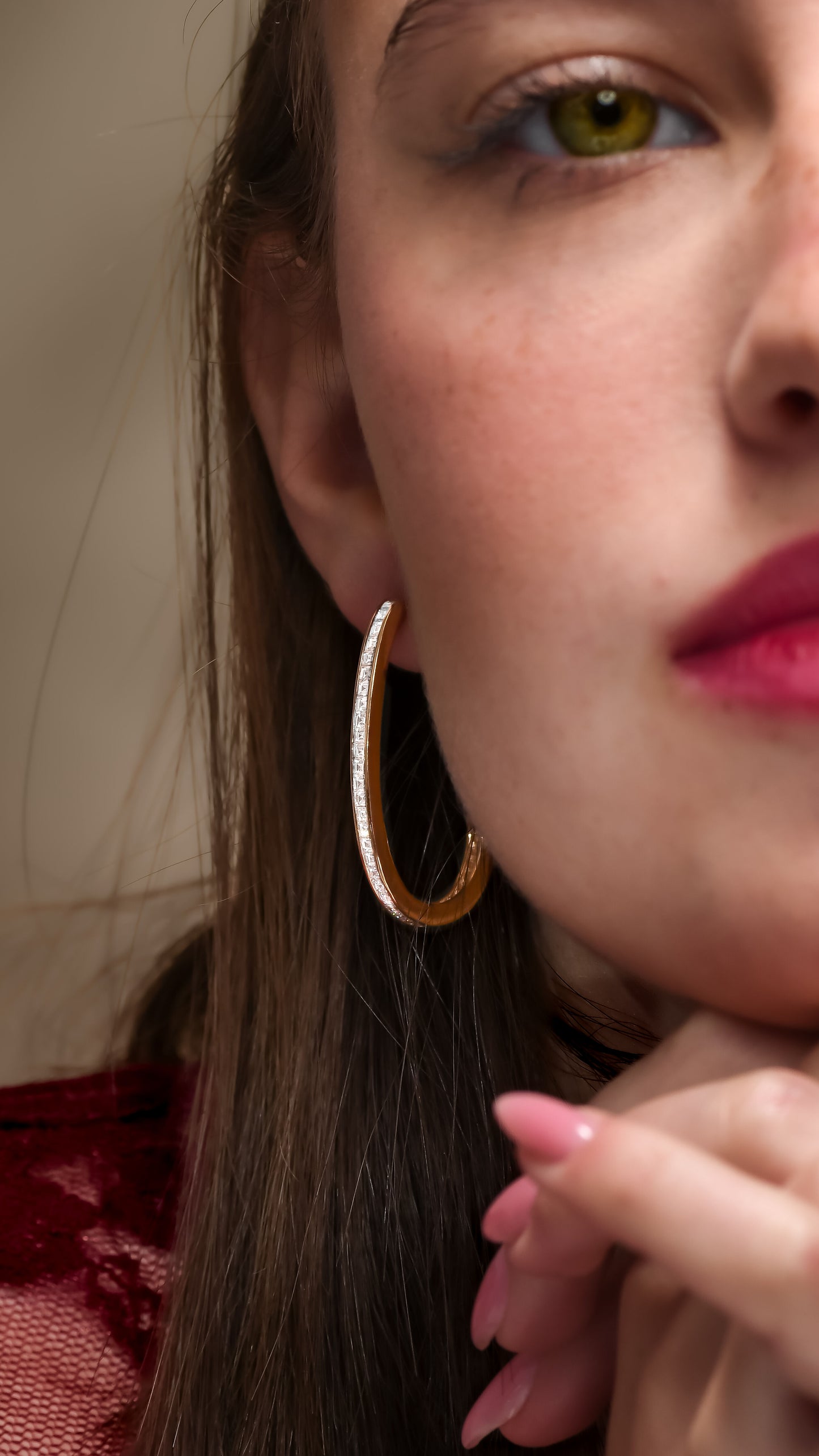 18K Rose Gold Hoop Earrings With 2.80 TCW Natural Diamond