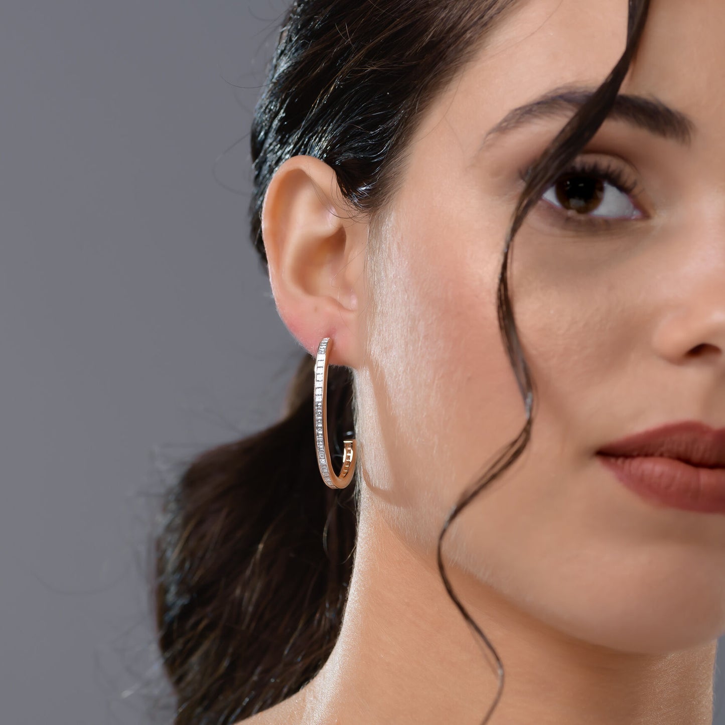 18K Rose Gold Hoop Earrings With 2.80 TCW Natural Diamond