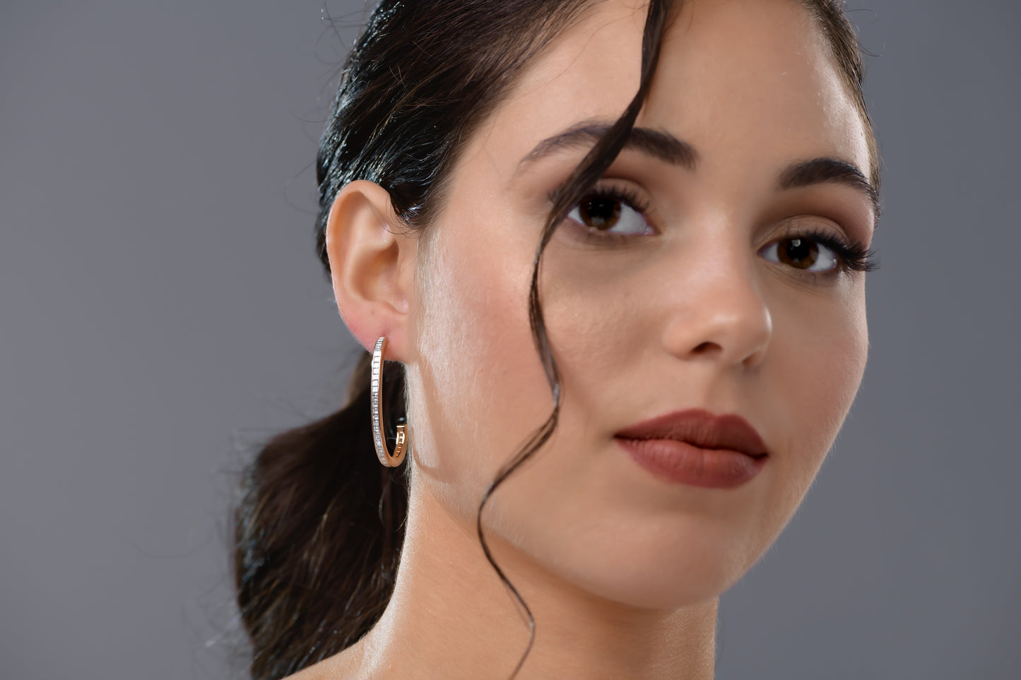18K Rose Gold Hoop Earrings With 2.80 TCW Natural Diamond