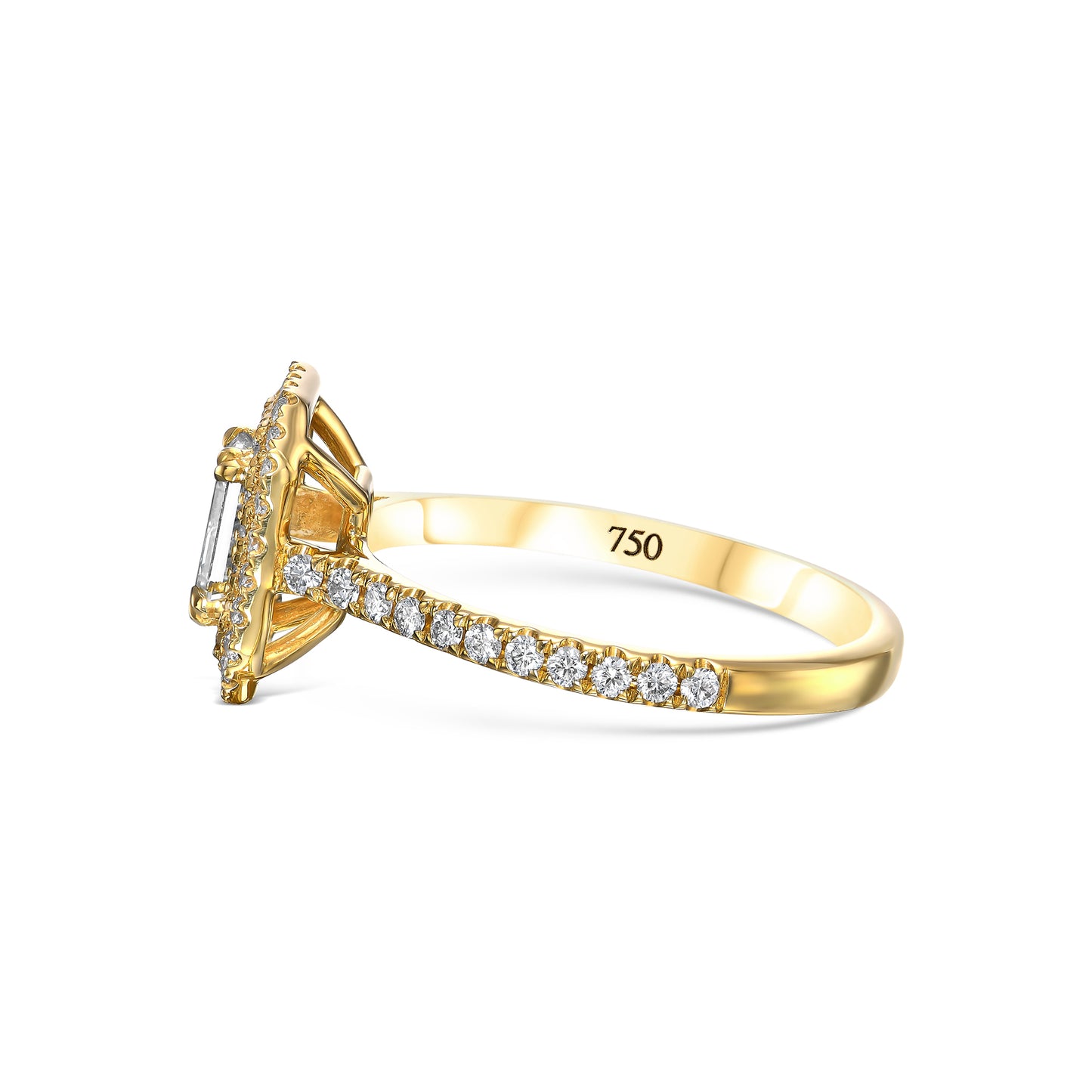 18k Yellow Gold Engagement Ring With 0.86 tcw Emerald Cut Natural Diamond