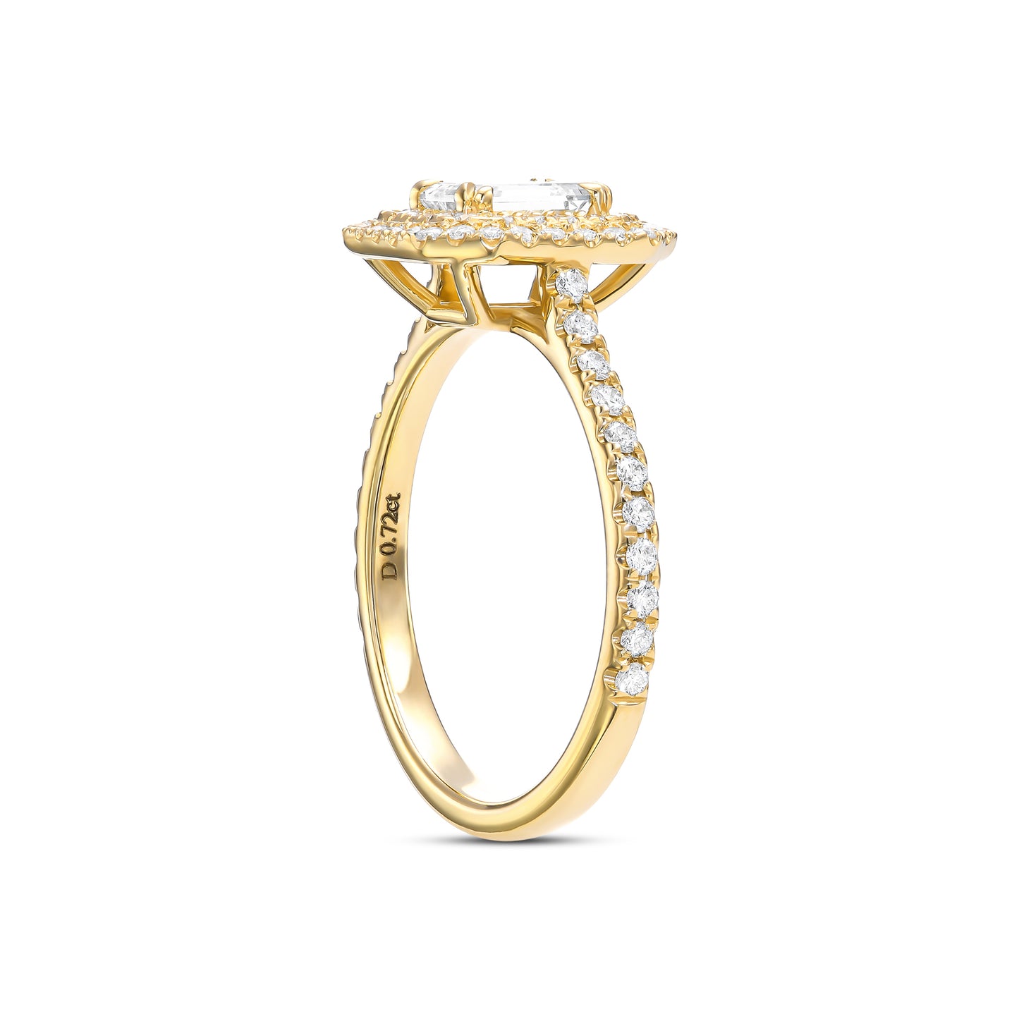 18k Yellow Gold Engagement Ring With 0.86 tcw Emerald Cut Natural Diamond