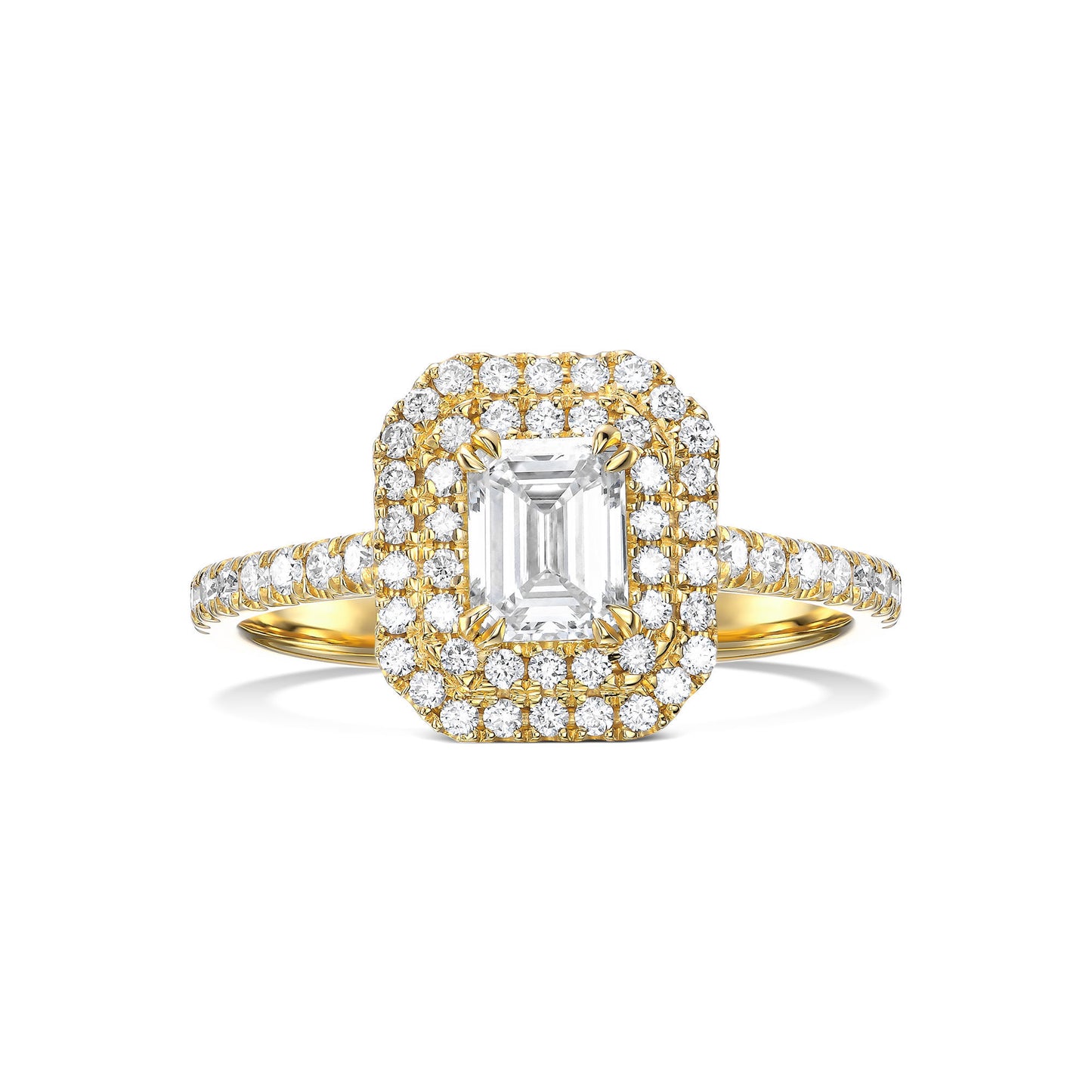 18k Yellow Gold Engagement Ring With 0.86 tcw Emerald Cut Natural Diamond