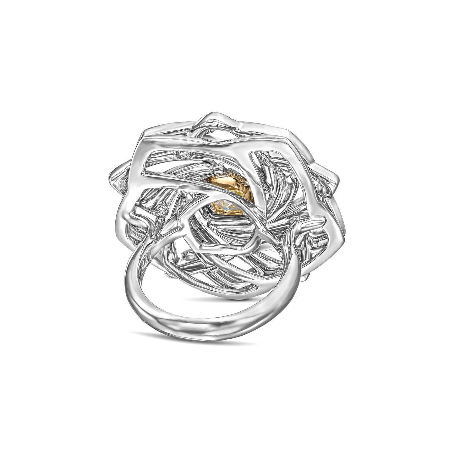 18K White Gold Ring With 3.44 TCW TCW Natural Diamond - Natural Fancy Colored Diamond Main Stone