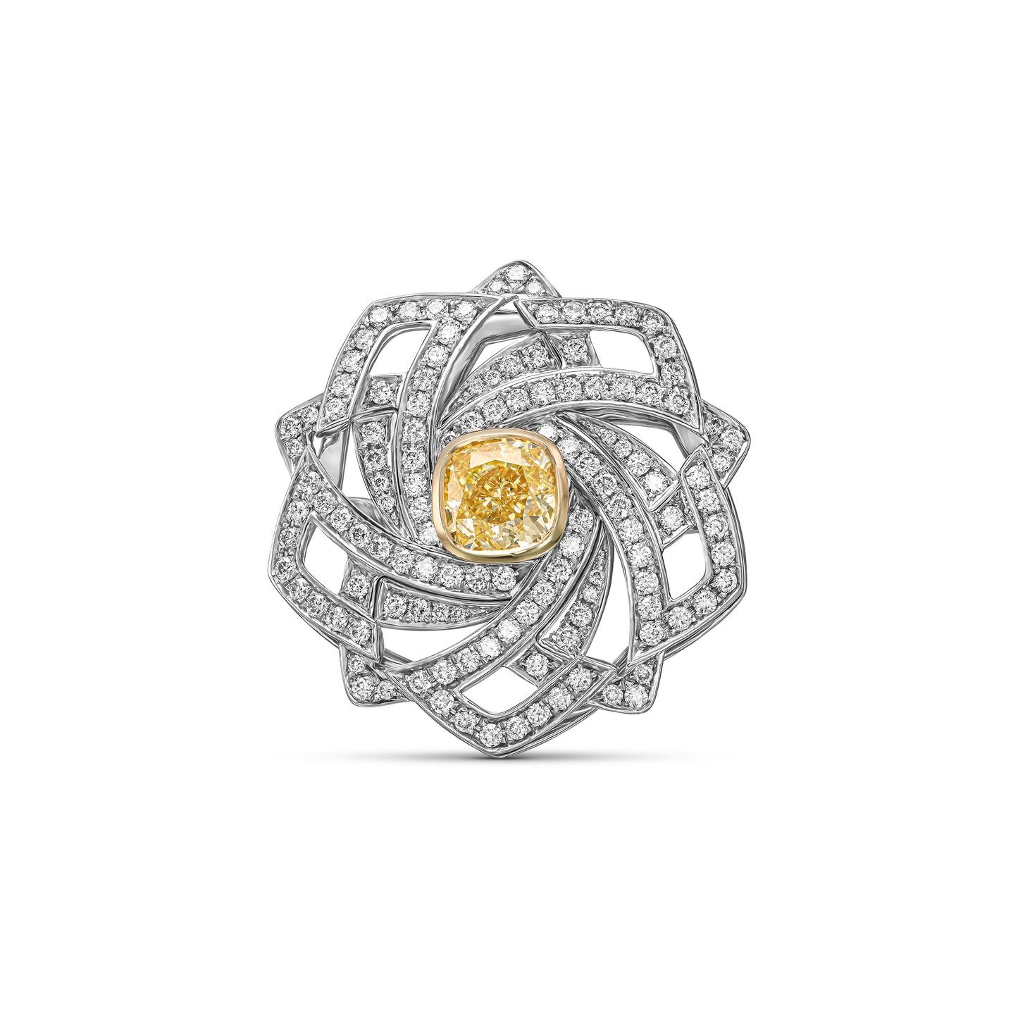 18K White Gold Ring With 3.44 TCW TCW Natural Diamond - Natural Fancy Colored Diamond Main Stone