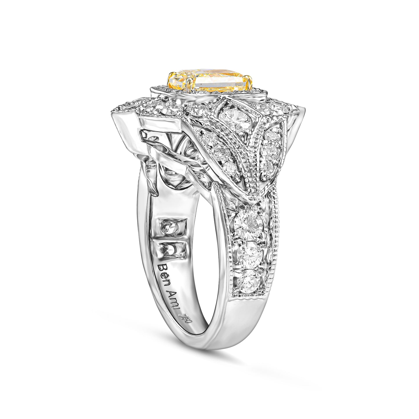 18K White Gold Ring With 1.34 TCW Natural Diamond - Natural Fancy Colored Diamond Main Stone