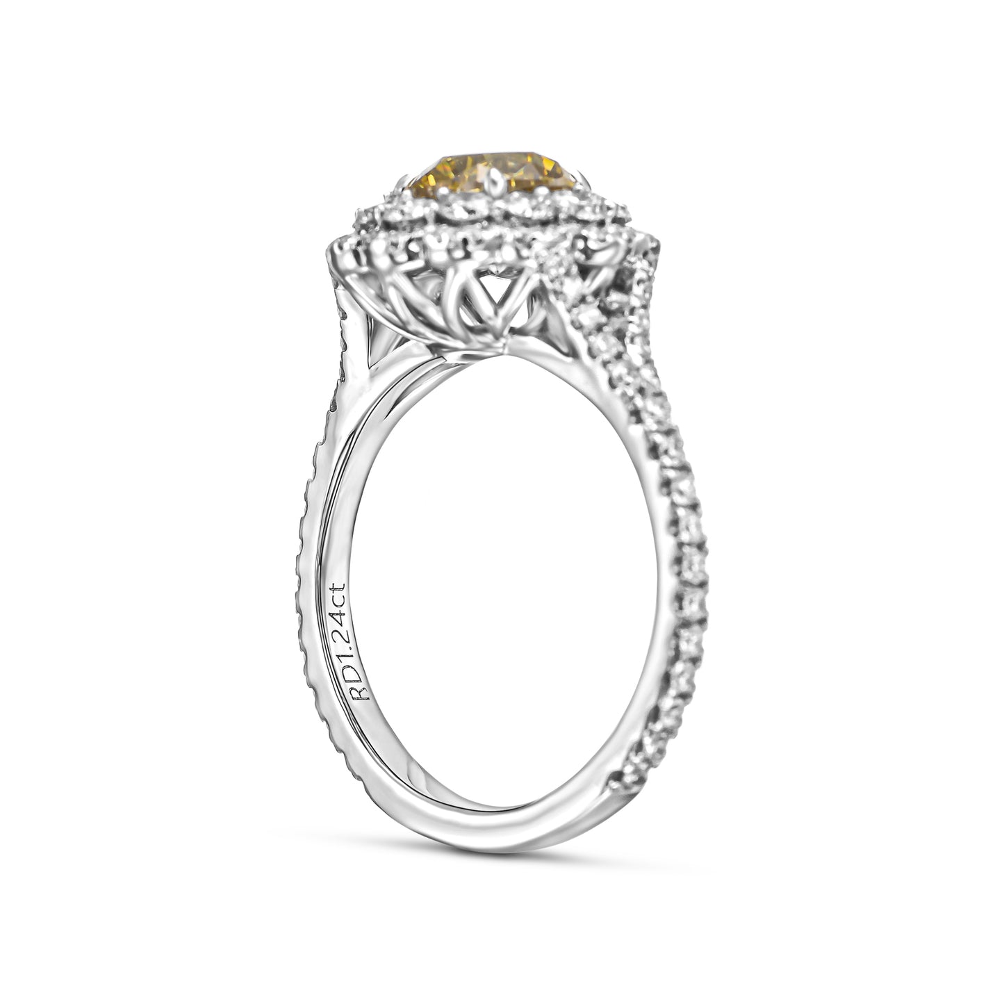 18K White Gold Ring With 2.31 Diamond - Natural Fancy Colored Diamond Main Stone