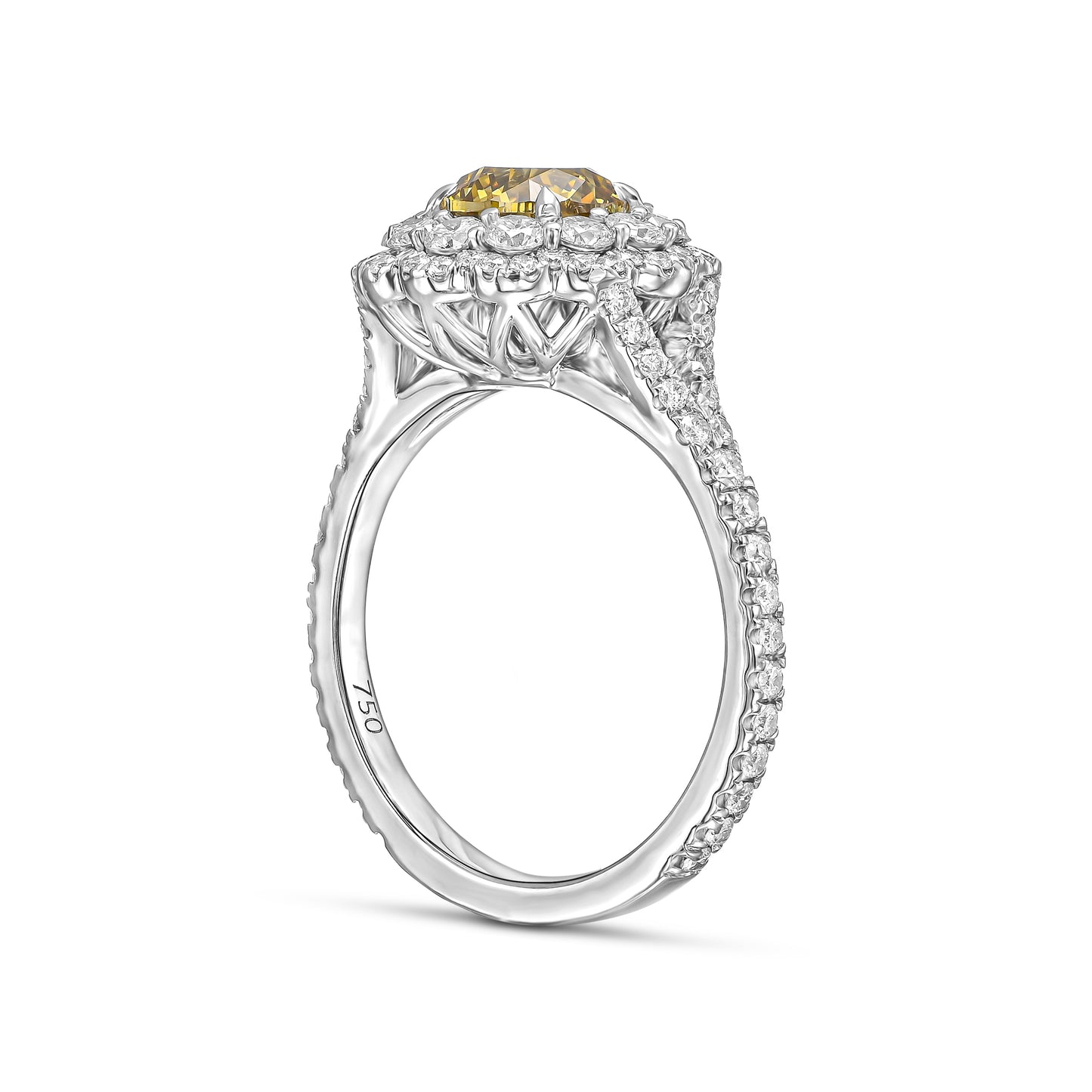 18K White Gold Ring With 2.31 Diamond - Natural Fancy Colored Diamond Main Stone