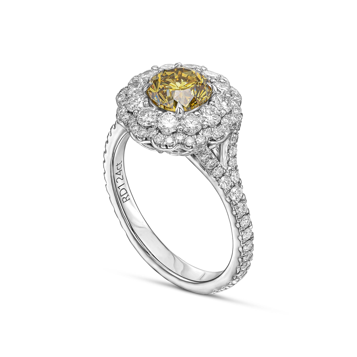 18K White Gold Ring With 2.31 Diamond - Natural Fancy Colored Diamond Main Stone