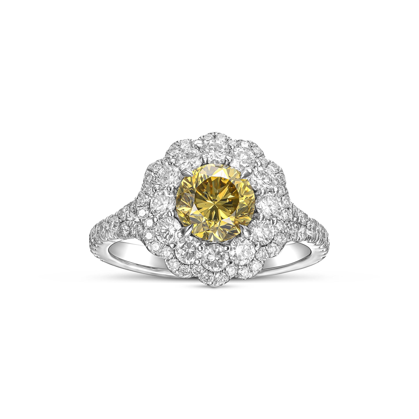 18K White Gold Ring With 2.31 Diamond - Natural Fancy Colored Diamond Main Stone