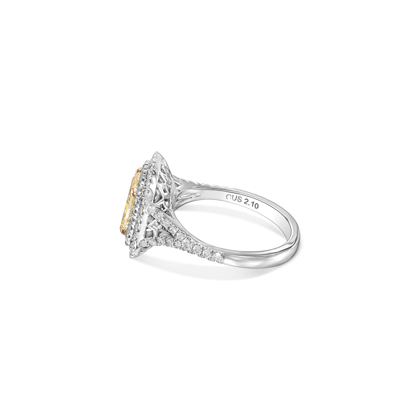 18K White Gold Statement Ring With 2.69 TCW Natural Diamond - Natural Fancy Colored Diamond Main Stone