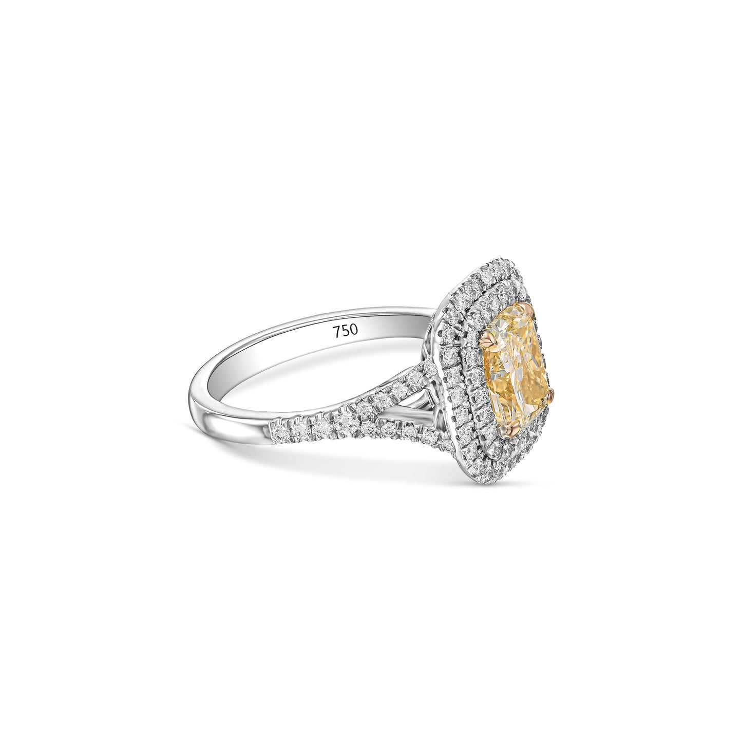 18K White Gold Statement Ring With 2.69 TCW Natural Diamond - Natural Fancy Colored Diamond Main Stone