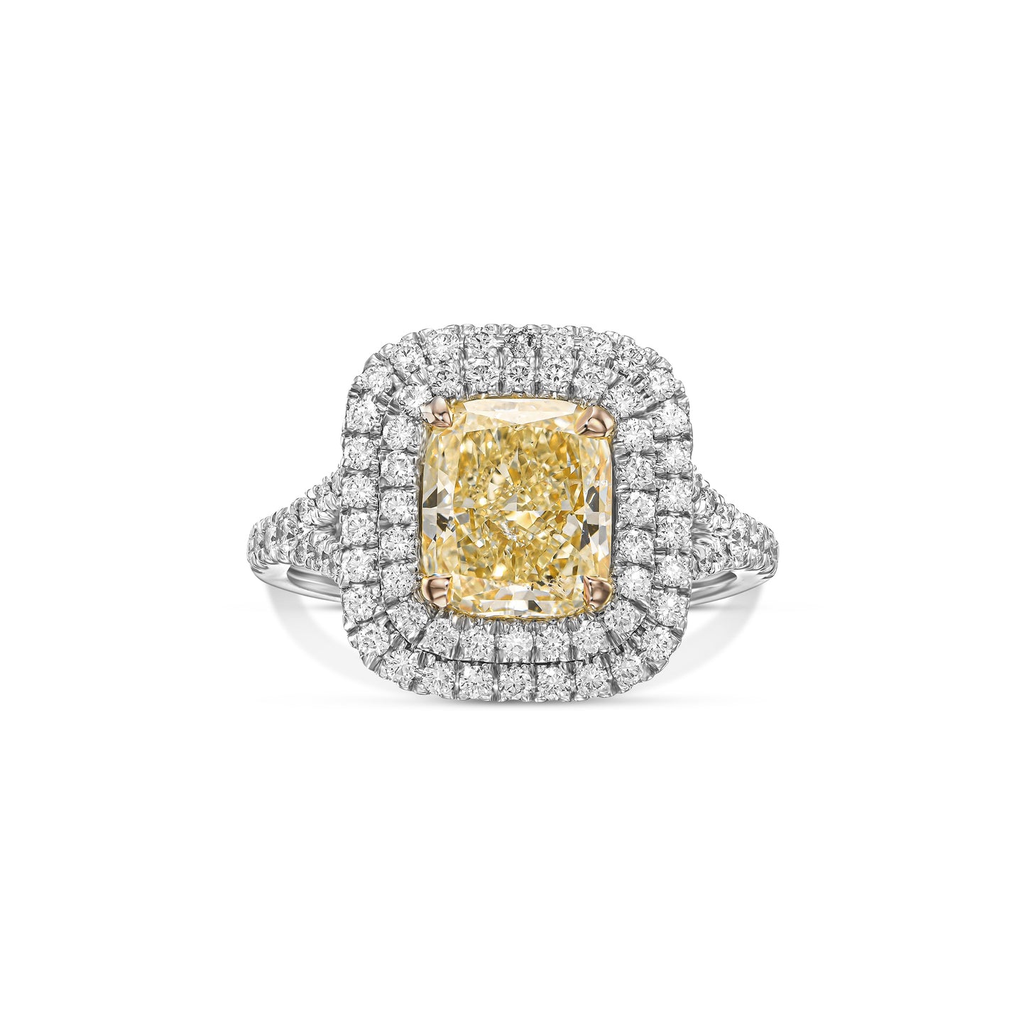 18K White Gold Statement Ring With 2.69 TCW Natural Diamond - Natural Fancy Colored Diamond Main Stone