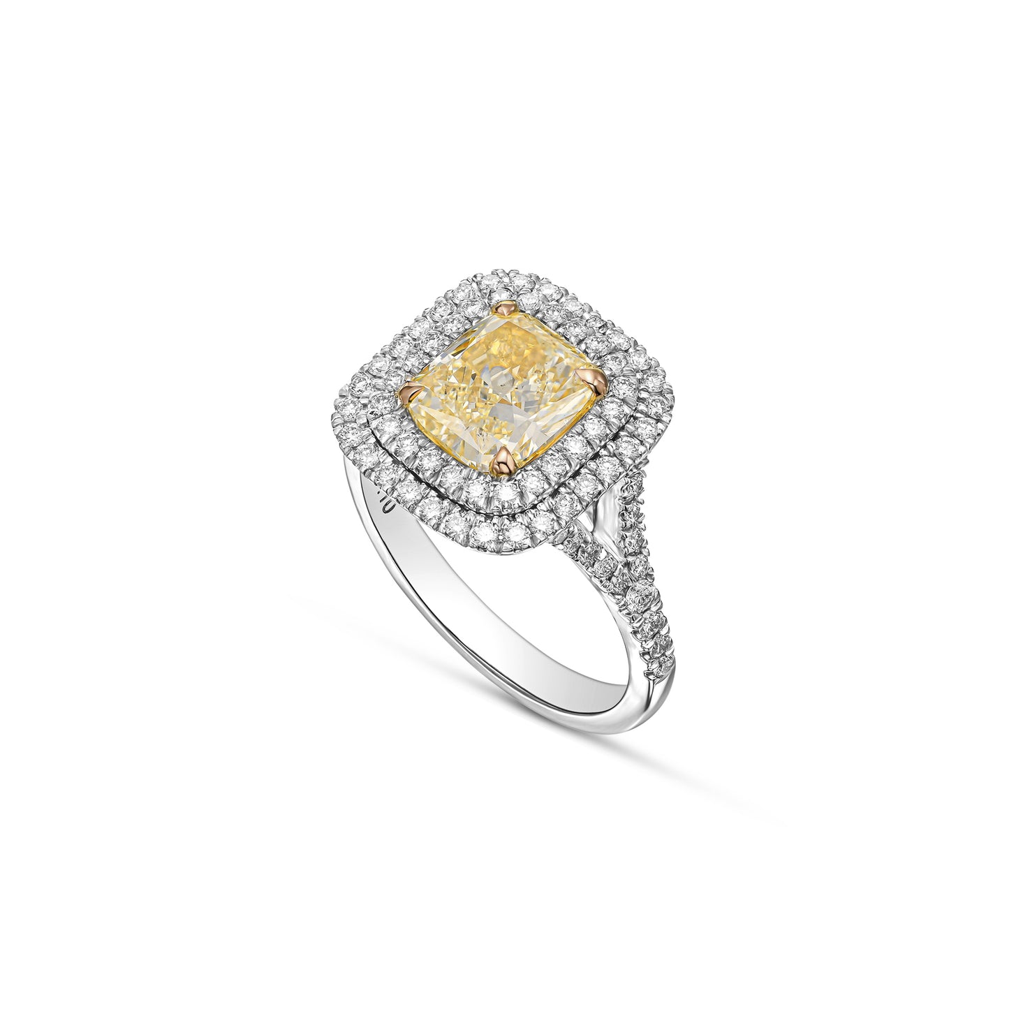 18K White Gold Statement Ring With 2.69 TCW Natural Diamond - Natural Fancy Colored Diamond Main Stone
