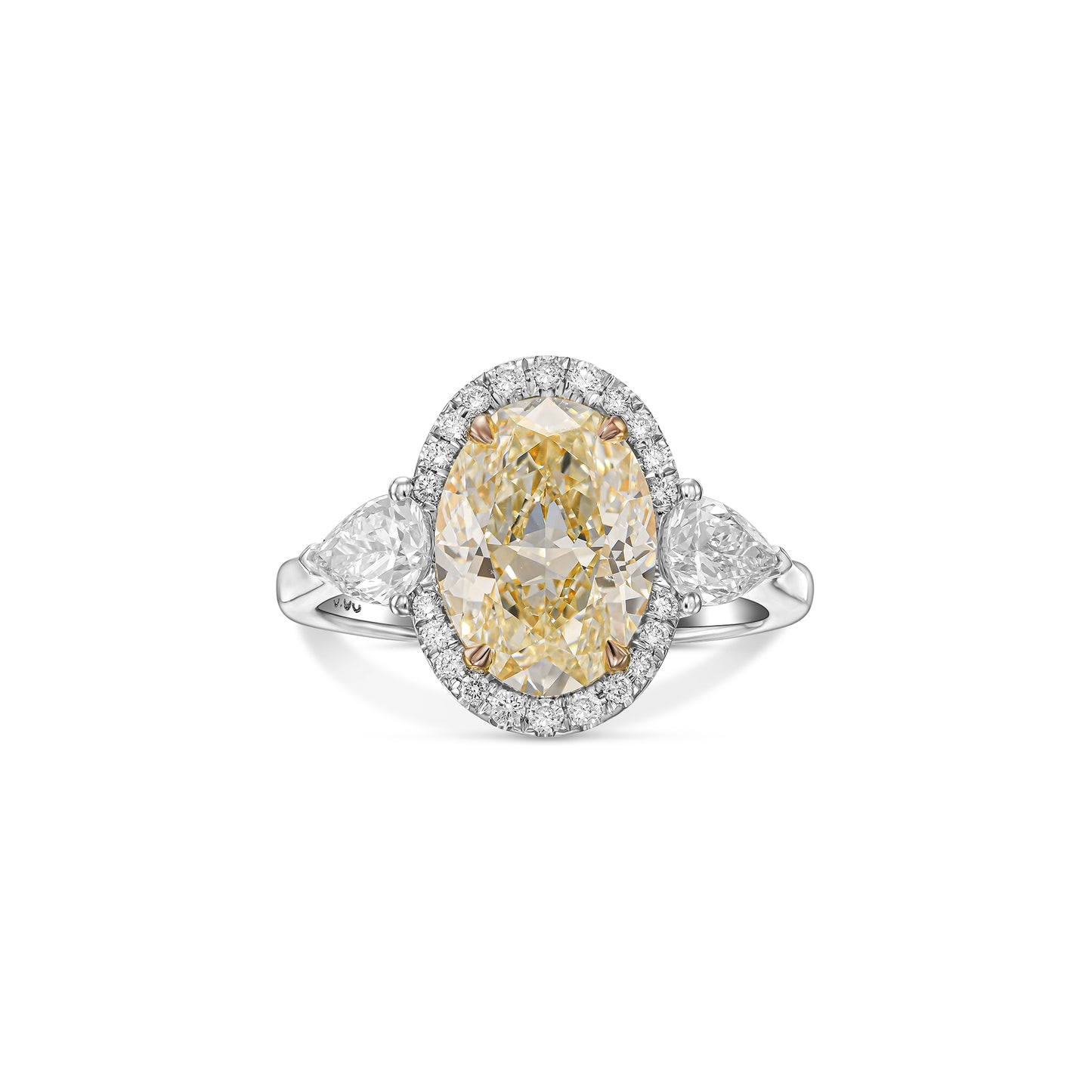 18K White Gold Ring With 3.91 TCW Natural Diamond- Natural Fancy Colored Diamond Main Stone