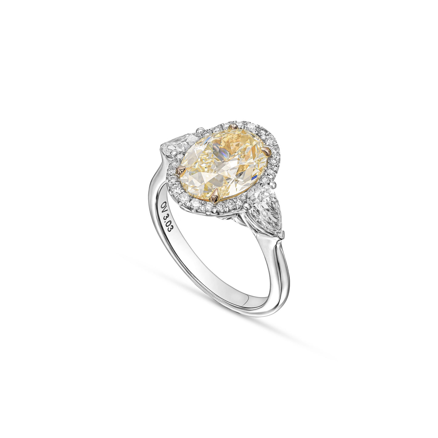 18K White Gold Ring With 3.91 TCW Natural Diamond- Natural Fancy Colored Diamond Main Stone