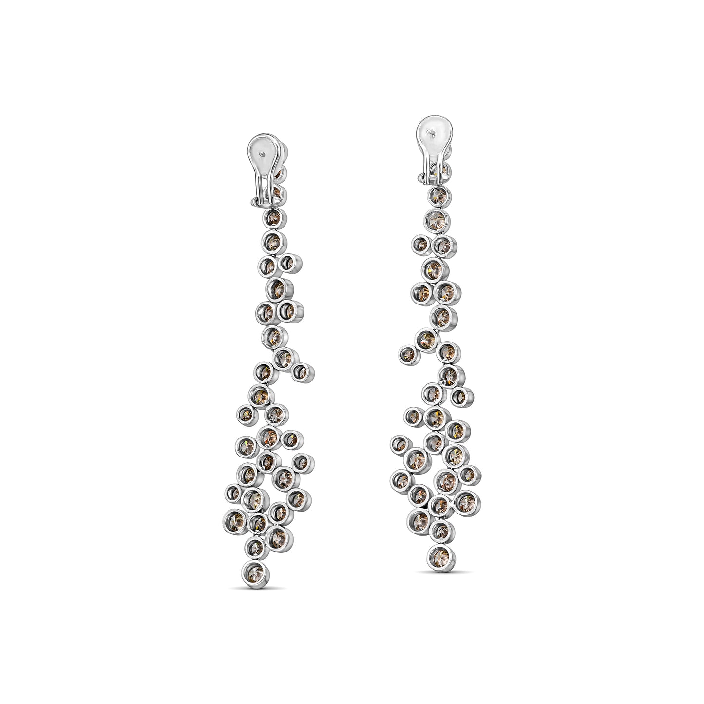 18K White Gold Dangling Drop Earrings With 13.74 TCW Fancy Colored Diamonds