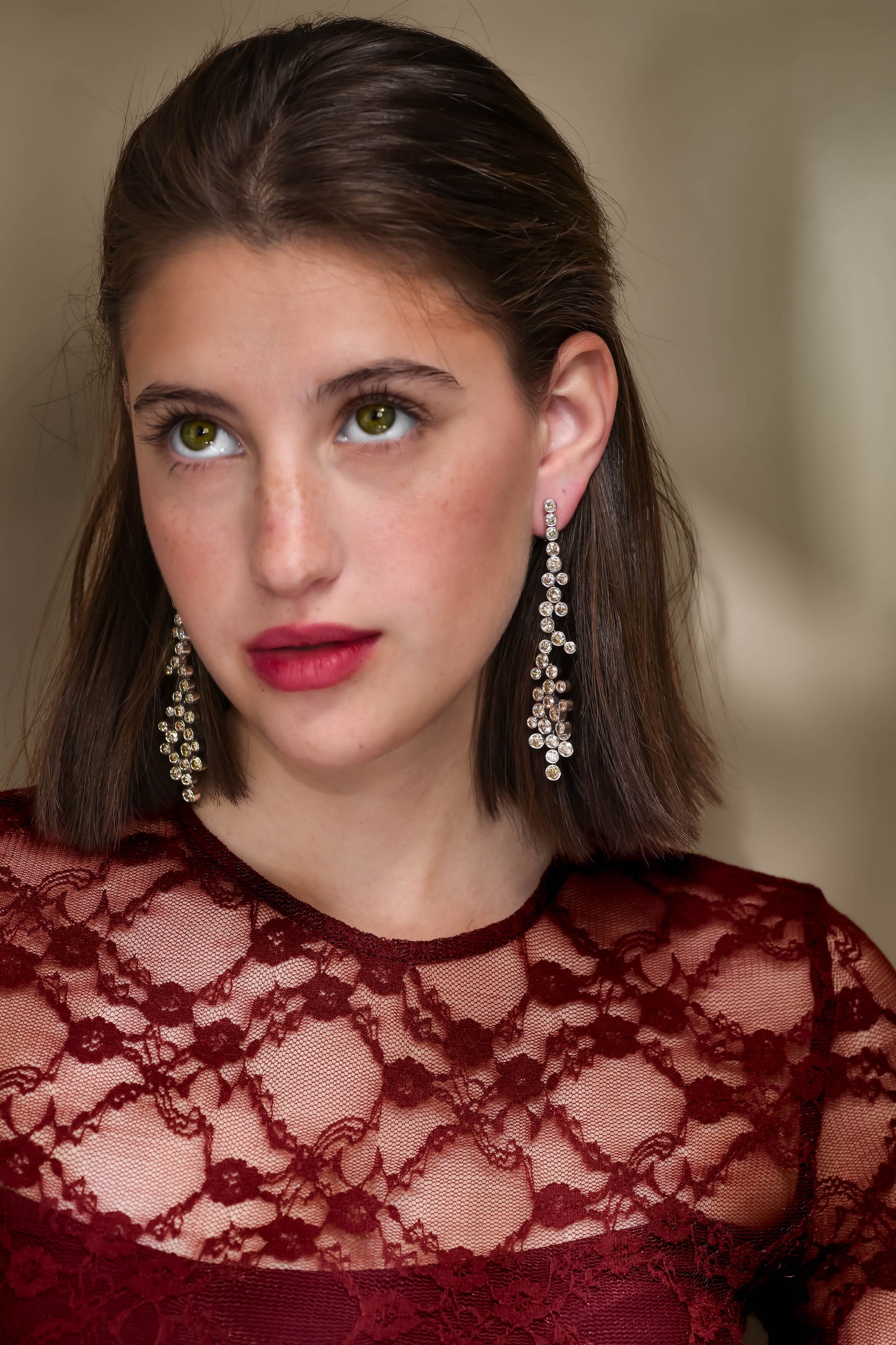 18K White Gold Dangling Drop Earrings With 13.74 TCW Fancy Colored Diamonds