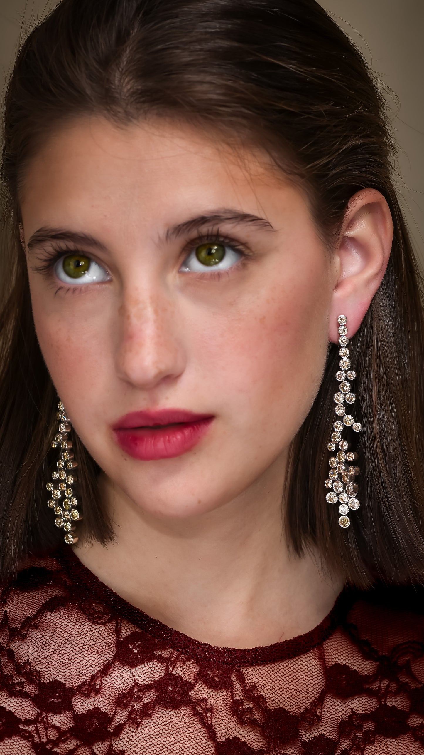 18K White Gold Dangling Drop Earrings With 13.74 TCW Fancy Colored Diamonds