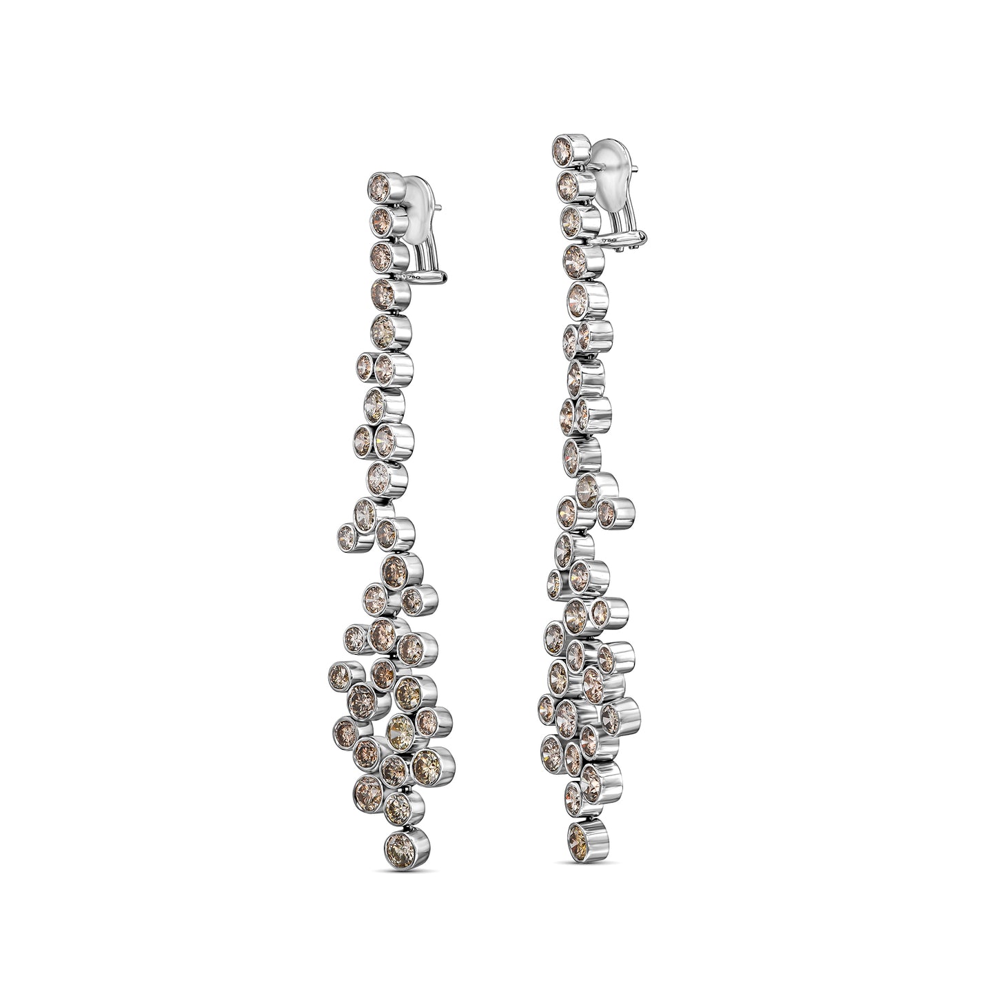 18K White Gold Dangling Drop Earrings With 13.74 TCW Fancy Colored Diamonds