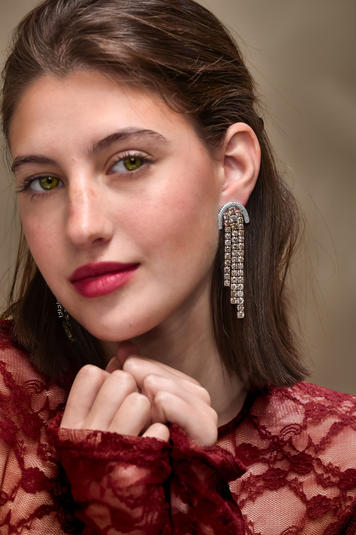 18K White Gold Dangling Drop Earrings With 20 TCW Fancy Colored Diamonds
