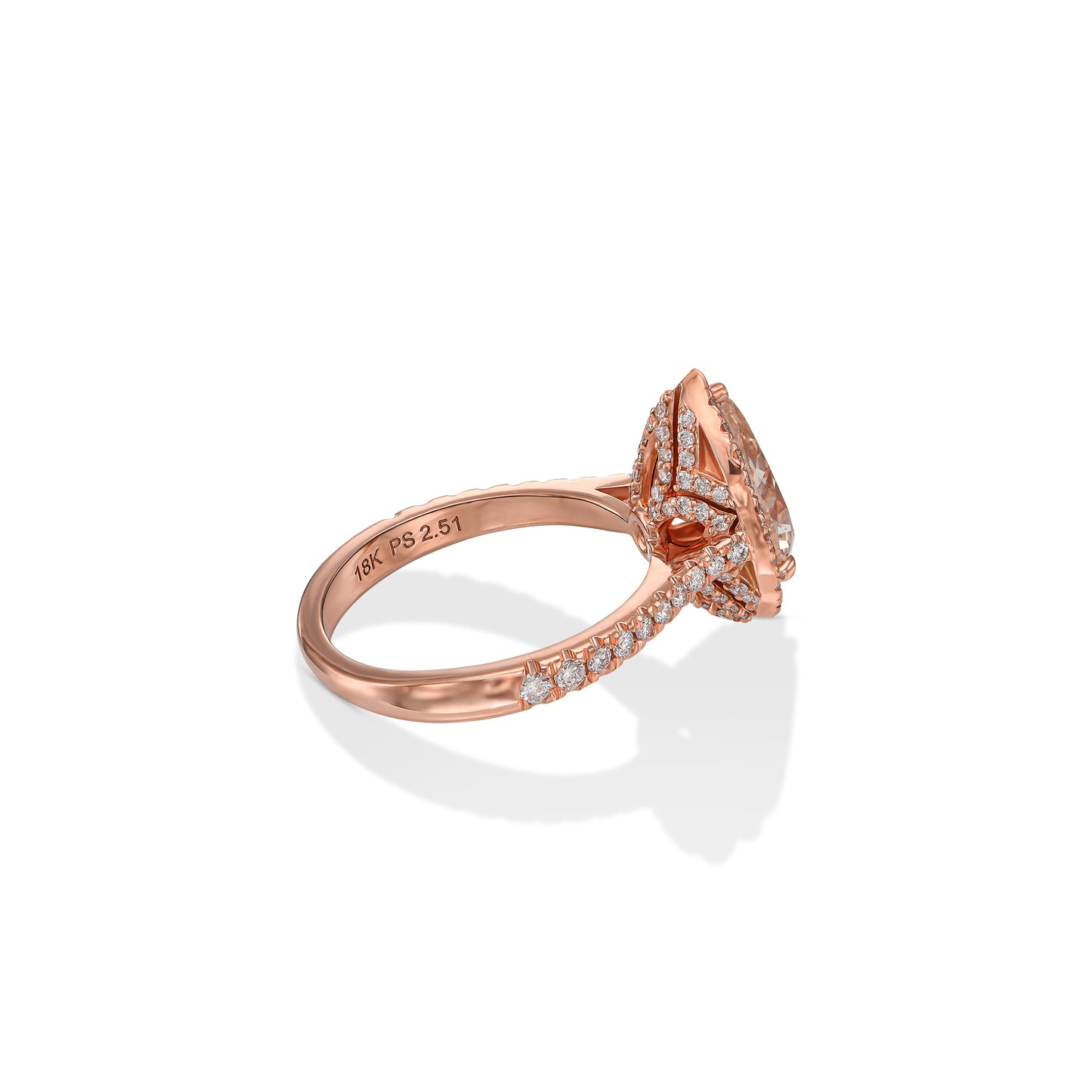 18K Rose Gold Ring With 3.18 TCW Natural Diamond - Natural Fancy Colored Diamond Main Stone