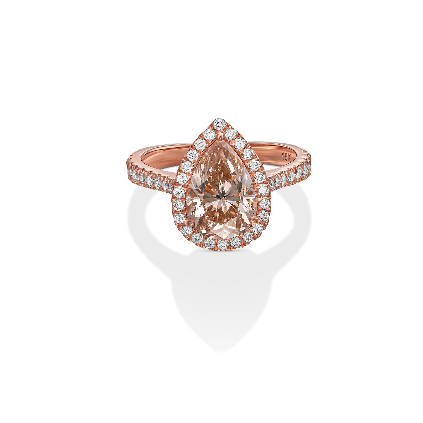 18K Rose Gold Ring With 3.18 TCW Natural Diamond - Natural Fancy Colored Diamond Main Stone