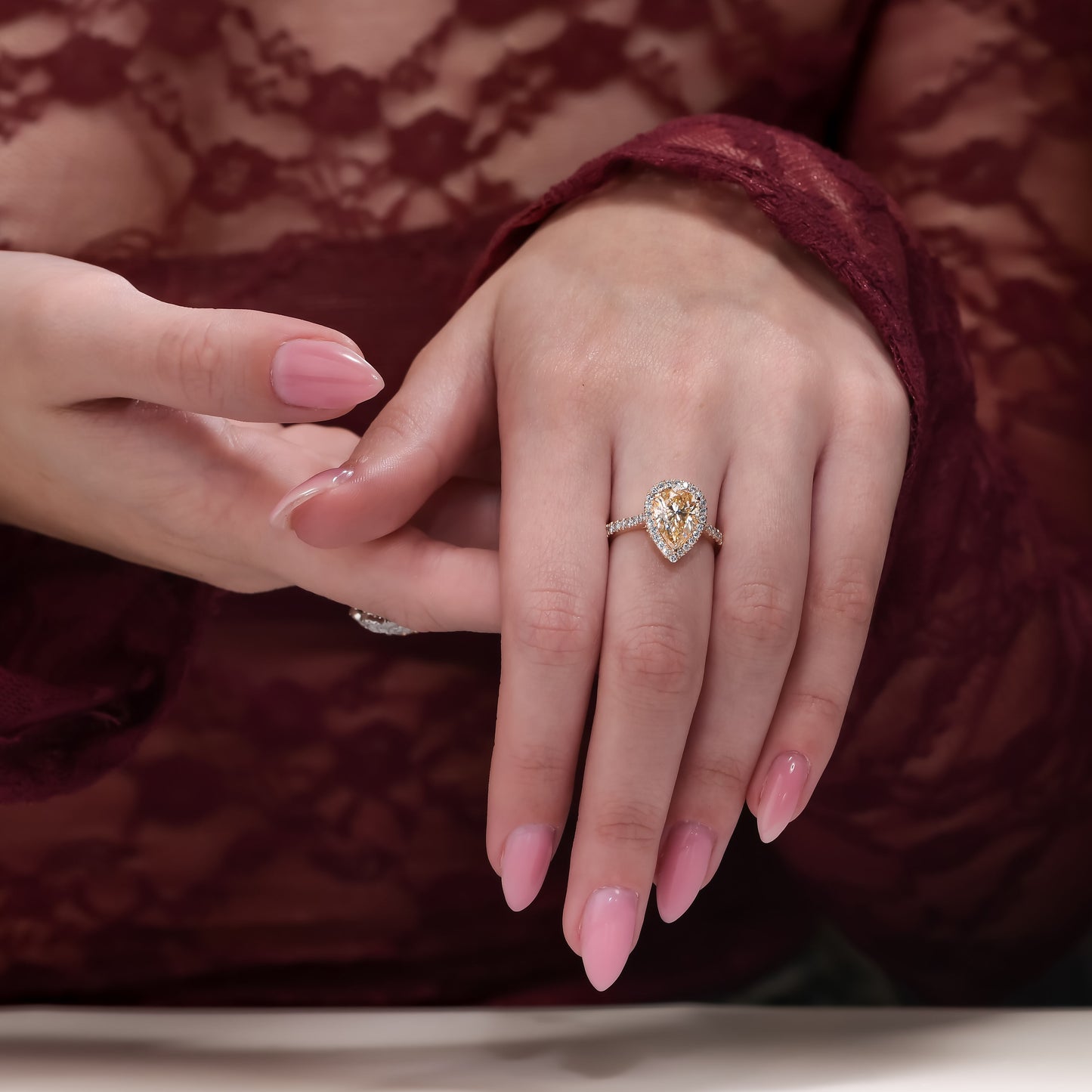 18K Rose Gold Ring With 3.18 TCW Natural Diamond - Natural Fancy Colored Diamond Main Stone