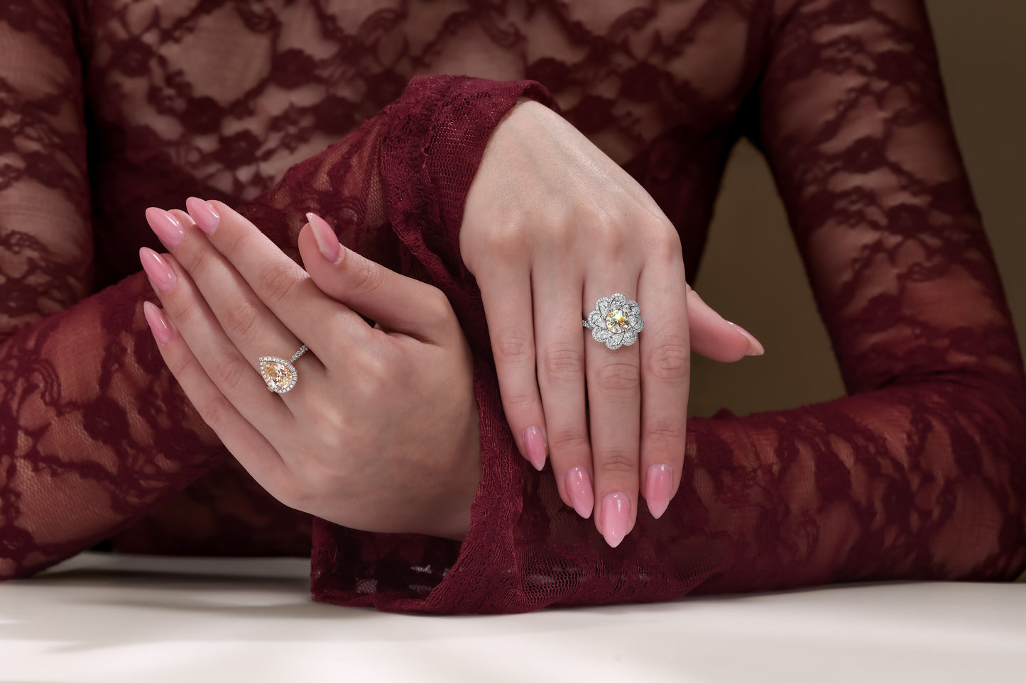 18K Rose Gold Ring With 3.18 TCW Natural Diamond - Natural Fancy Colored Diamond Main Stone