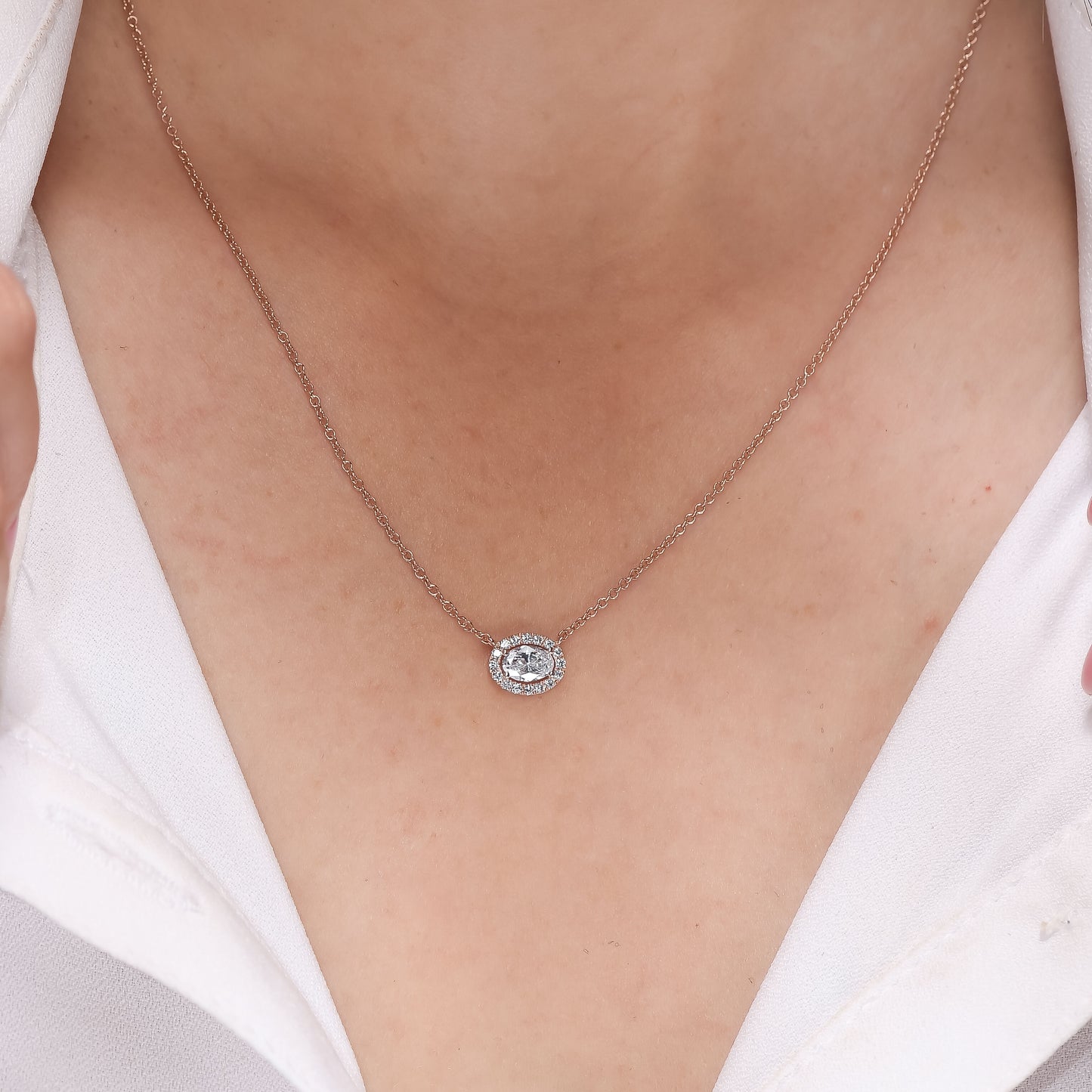 14K Rose Gold Pendant Necklace With 0.54 TCW Natural Diamond