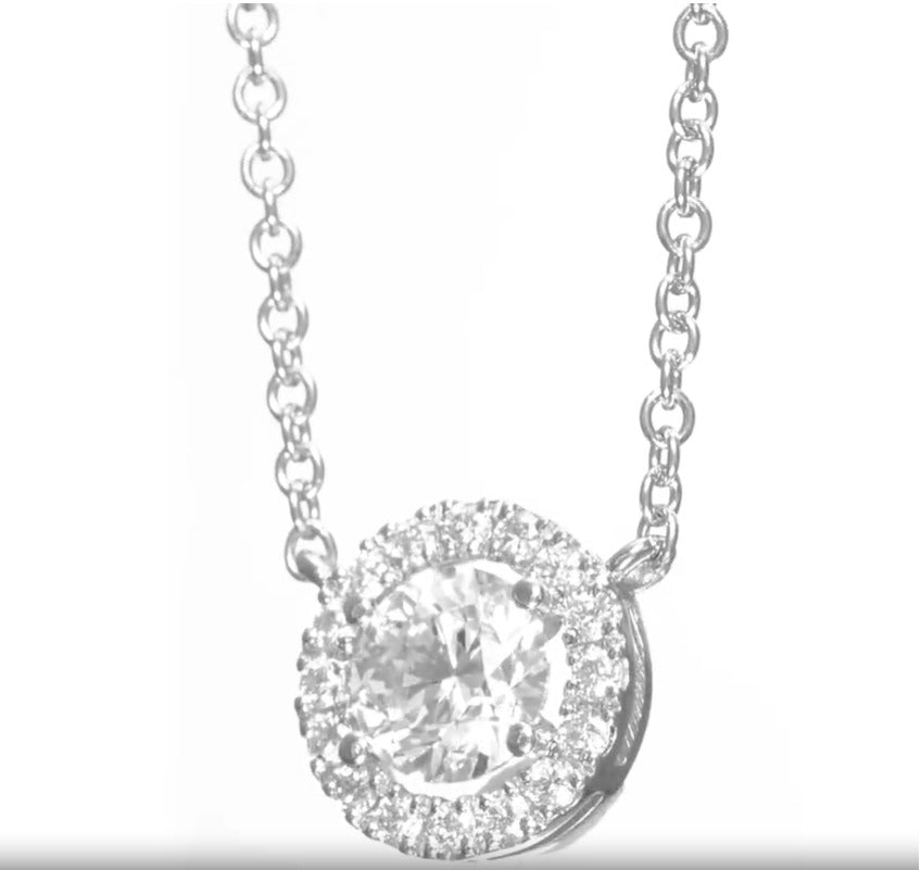 14K White Gold Pendant Necklace With 0.63 TCW Natural Diamond