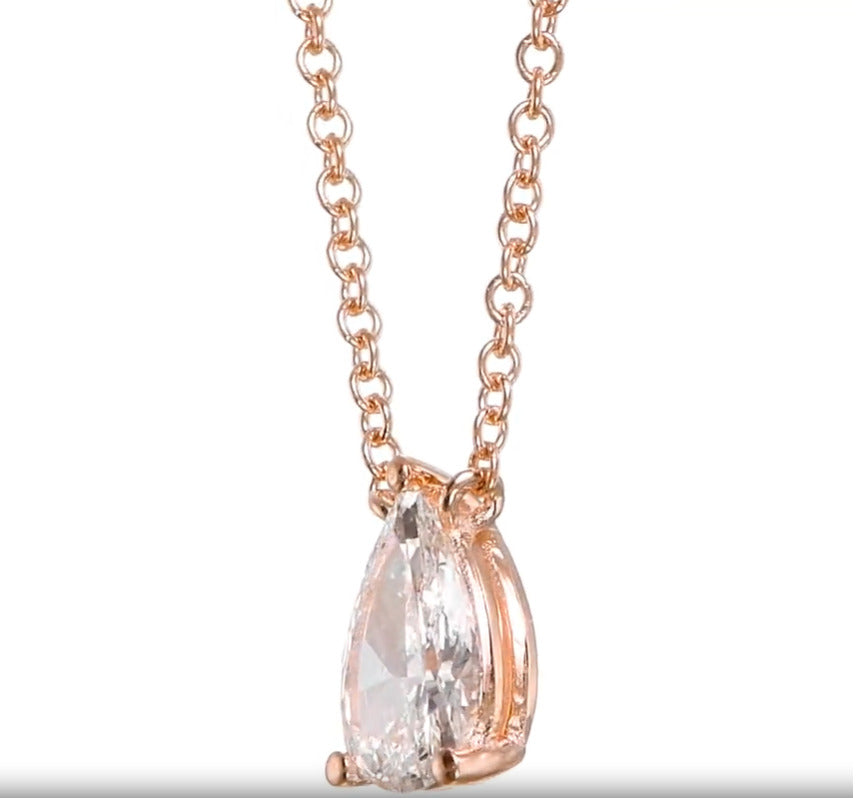 14K Rose Gold Pendant Necklace With 0.54 TCW Natural Diamond