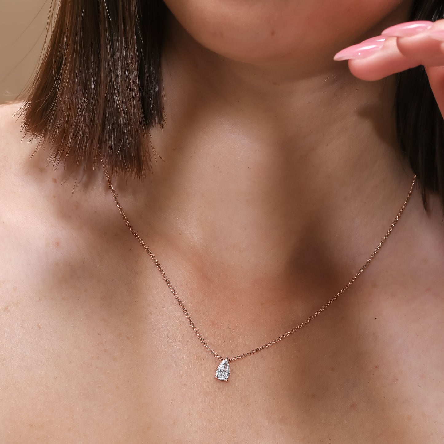 14K Rose Gold Pendant Necklace With 0.54 TCW Natural Diamond