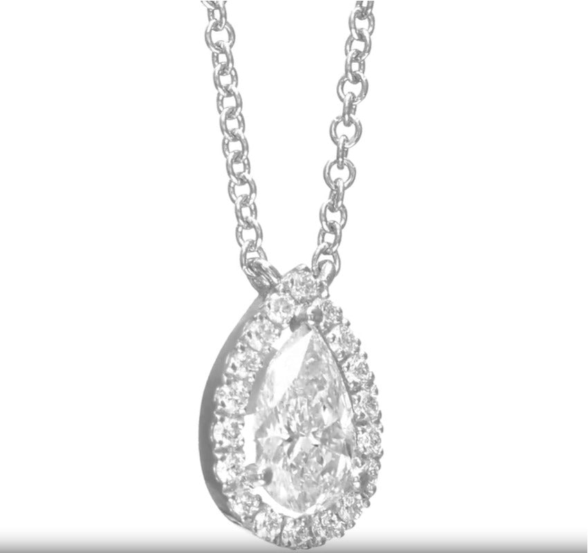 14K White Gold Pendant Necklace With 0.71 TCW Natural Diamond