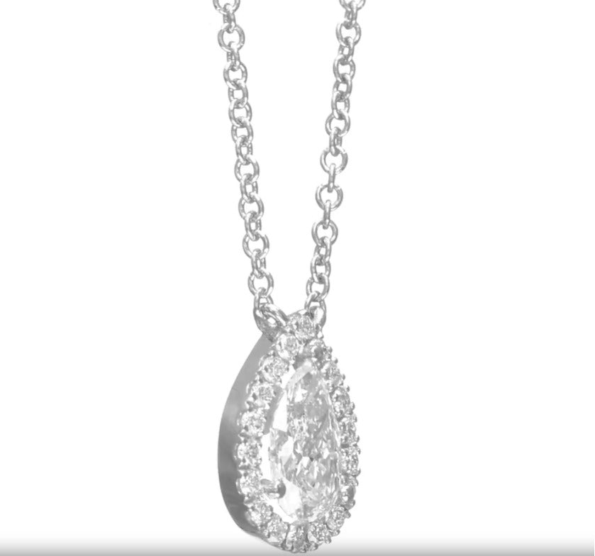 14K White Gold Pendant Necklace With 0.71 TCW Natural Diamond