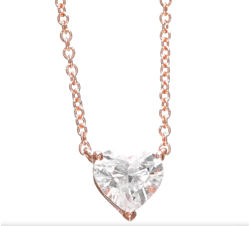 14K Rose Gold Pendant Necklace With 0.63 Carats Natural Diamond