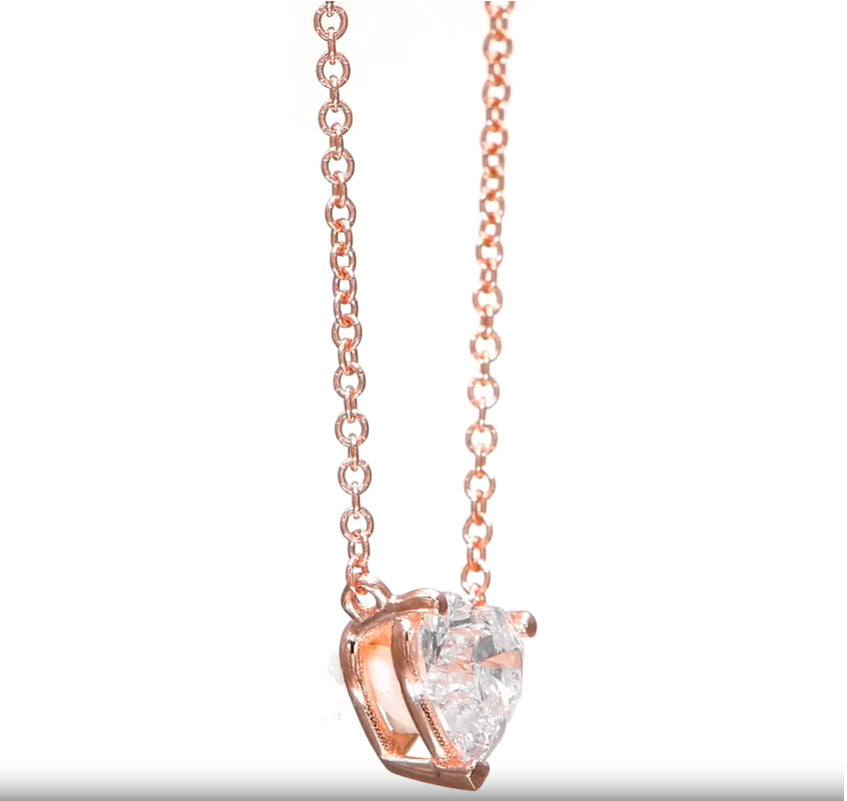 14K Rose Gold Pendant Necklace With 0.63 Carats Natural Diamond
