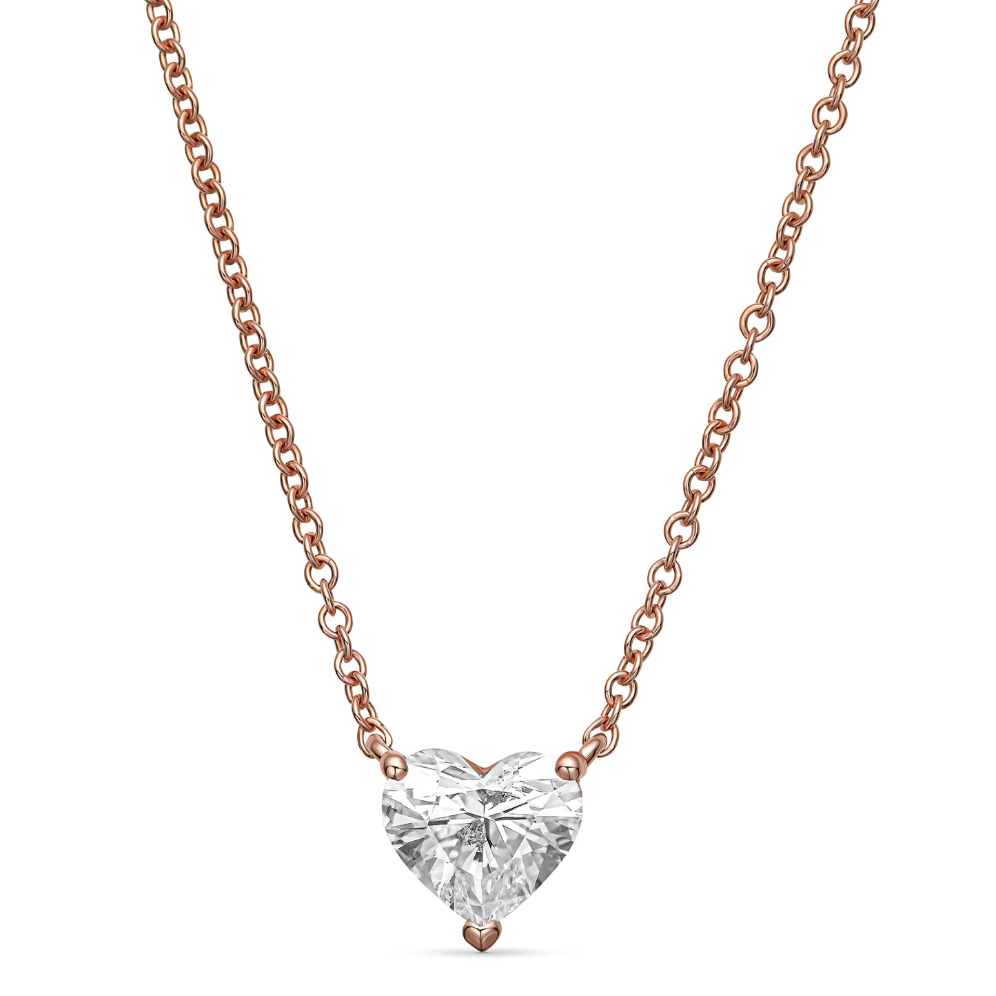 14K Rose Gold Pendant Necklace With 0.63 Carats Natural Diamond