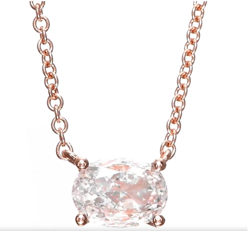 14K Rose Gold Pendant Necklace With 0.54 Carats Natural Diamond