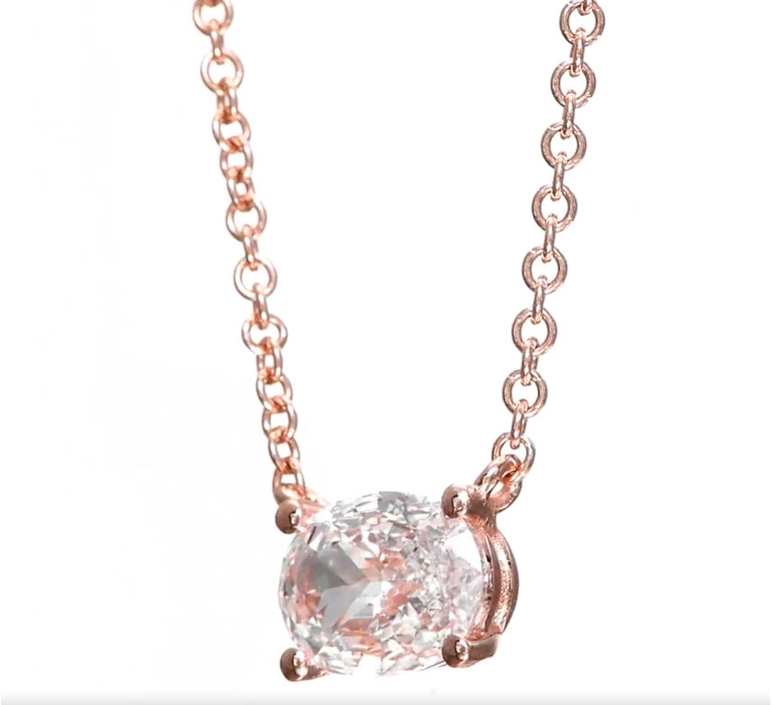 14K Rose Gold Pendant Necklace With 0.54 Carats Natural Diamond