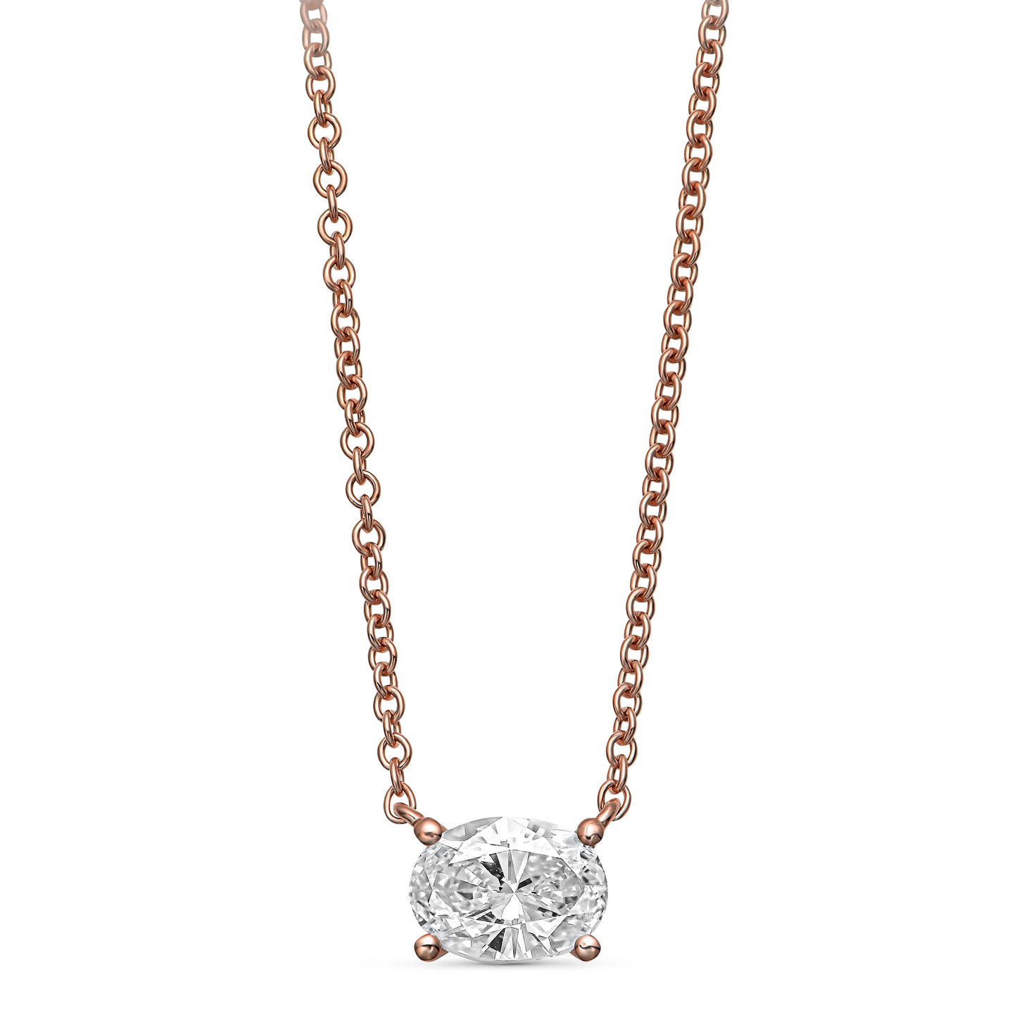 14K Rose Gold Pendant Necklace With 0.54 Carats Natural Diamond