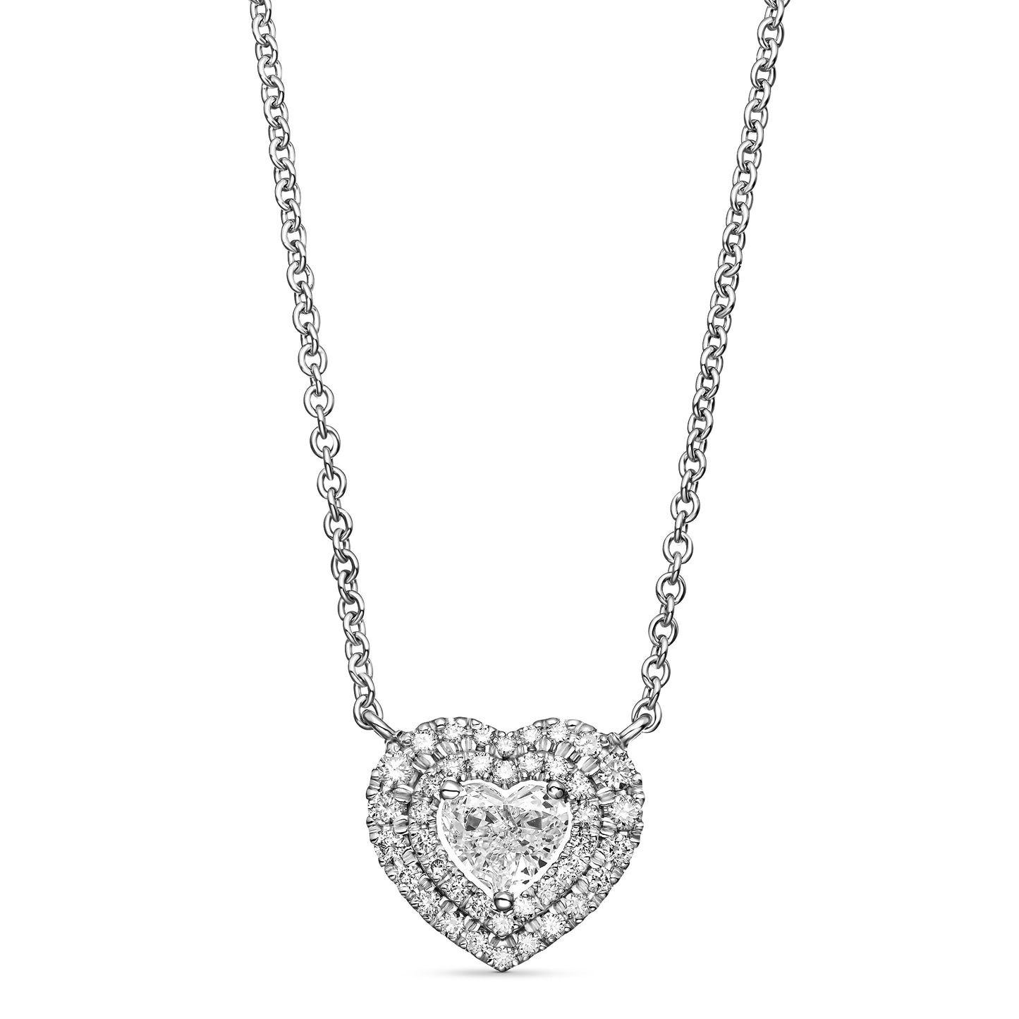 14K White Gold Heart Pendant Necklace With 0.59 TCW Natural Diamond