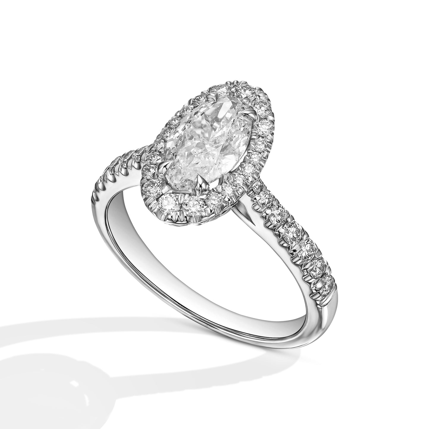 18K White Gold Engagement Ring With 1.52 TCW Natural Diamond