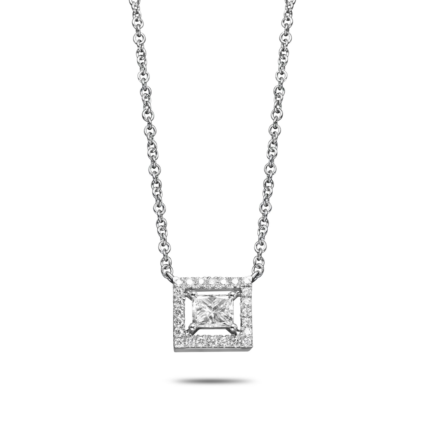 14K White Pendant Necklace With 0.31 TCW Natural Diamond