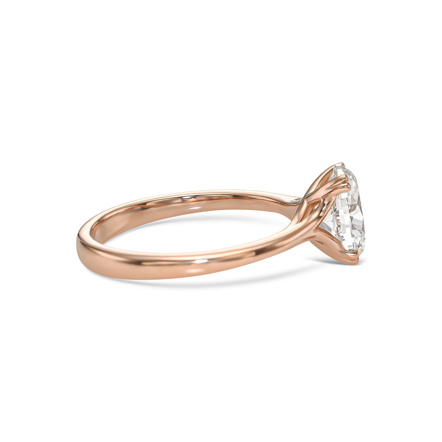 1.50 ct Oval Natural Diamond in 14k Rose Gold Solitaire Ring