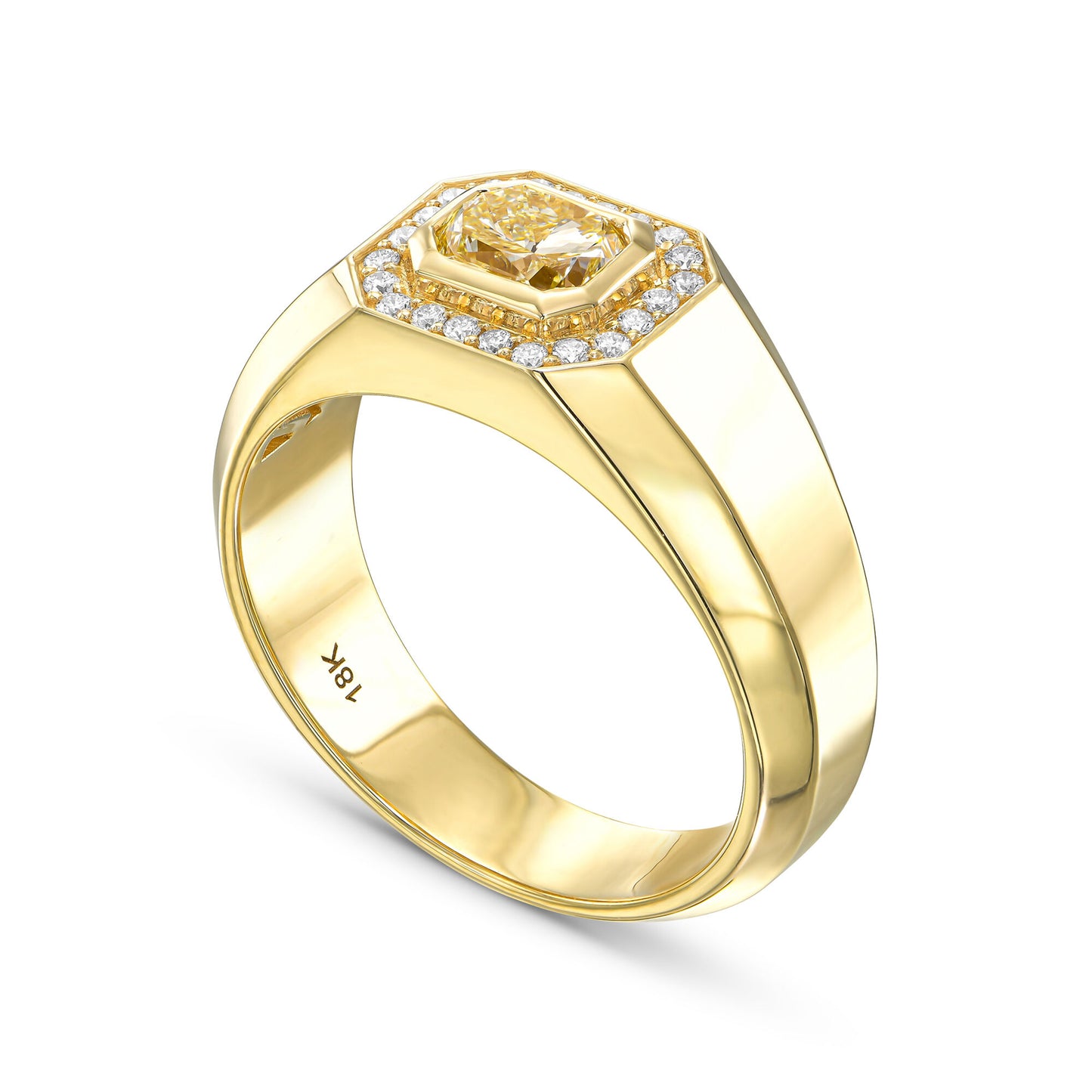 18k Yellow Gold Statement Ring With 1.00 Carat Radiant Cut Natural Diamond