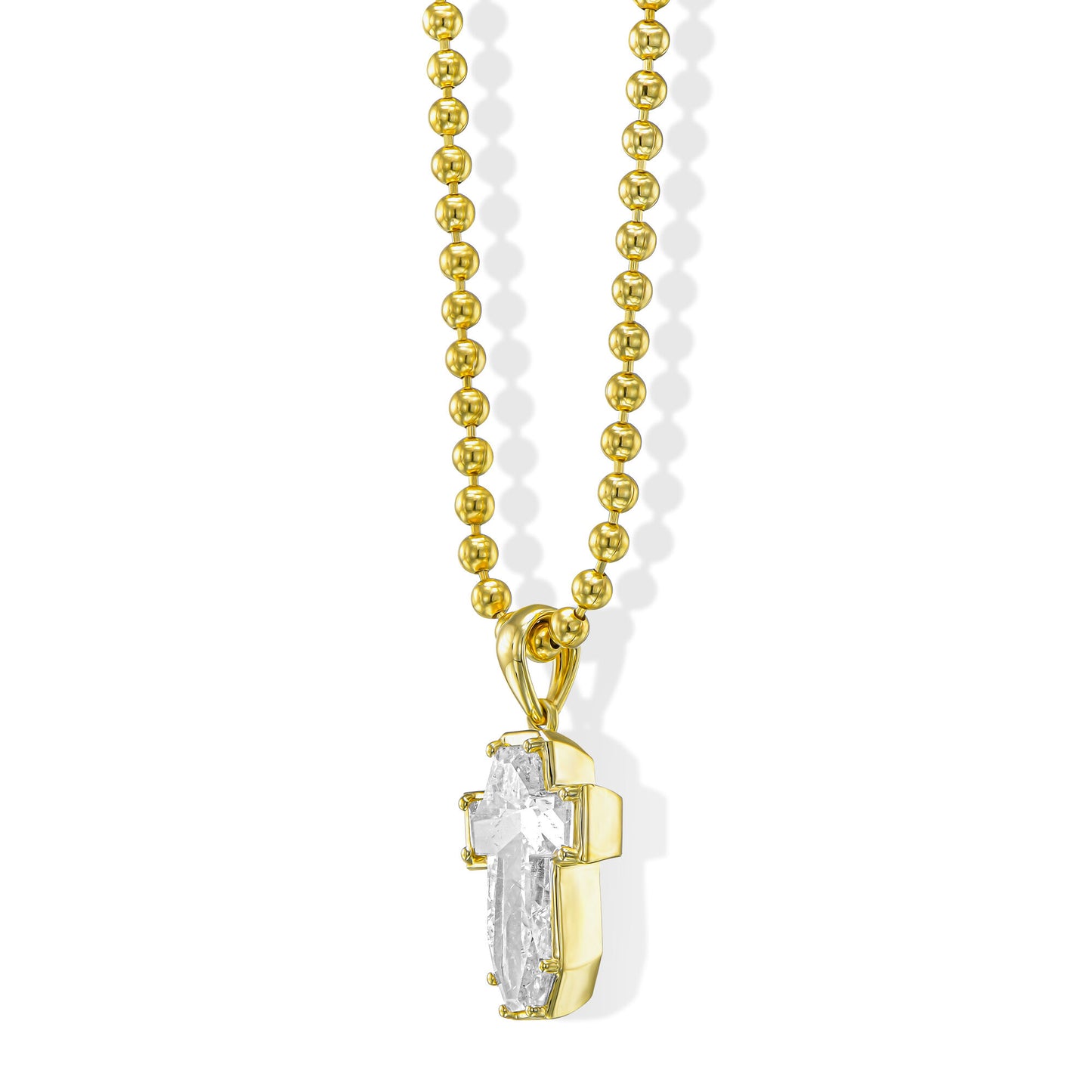 18K Yellow Gold Cross Pendant With 2.28 TCW Natural Diamond