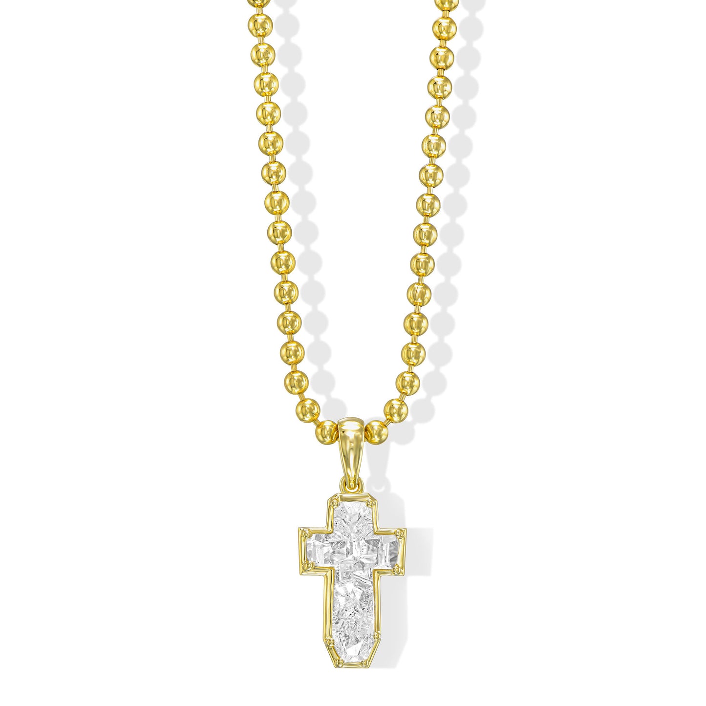 18K Yellow Gold Cross Pendant With 2.28 TCW Natural Diamond